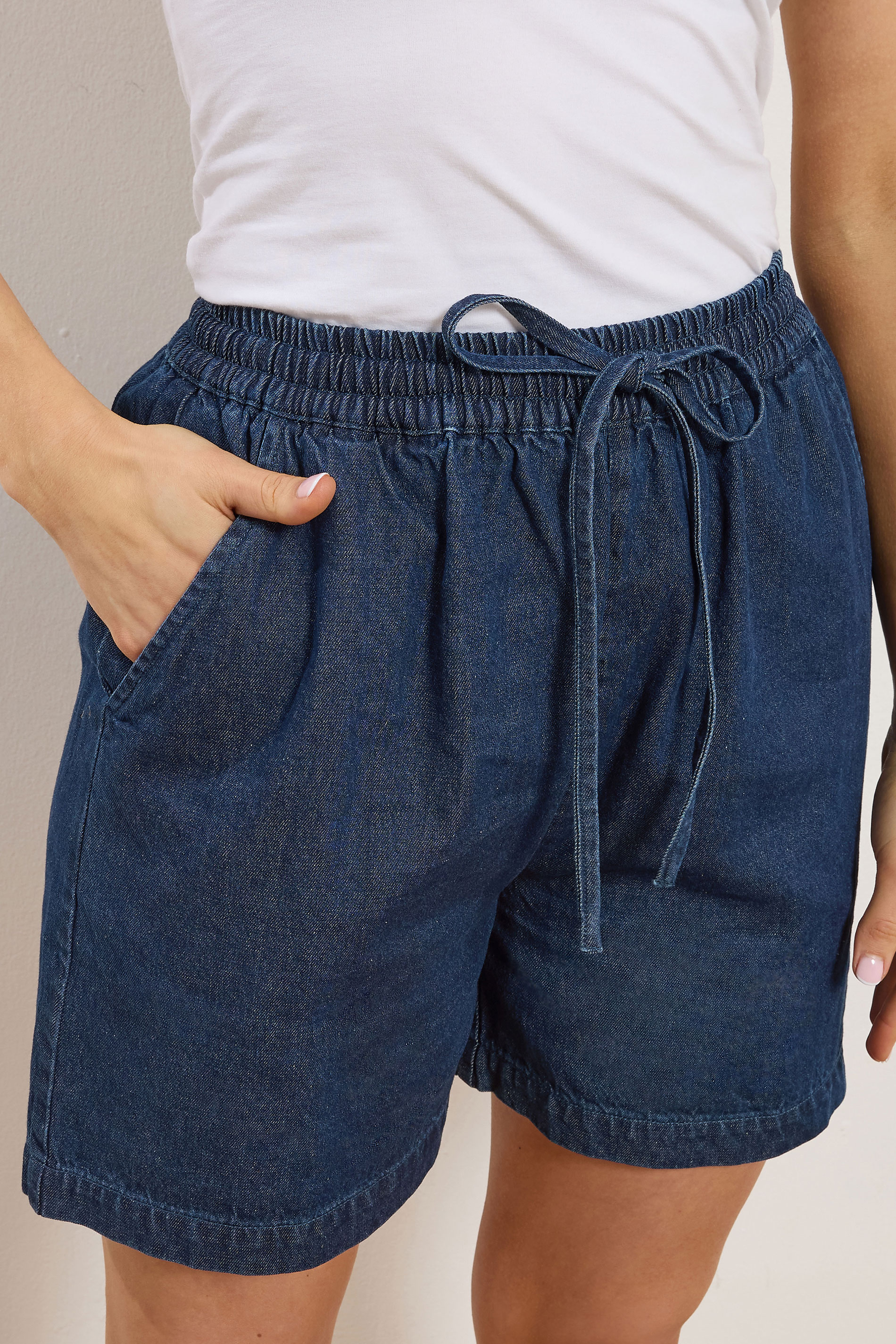 LTS Tall Women's Set Indigo Blue Denim Cotton Shirt & Shorts | Long Tall Sally 6
