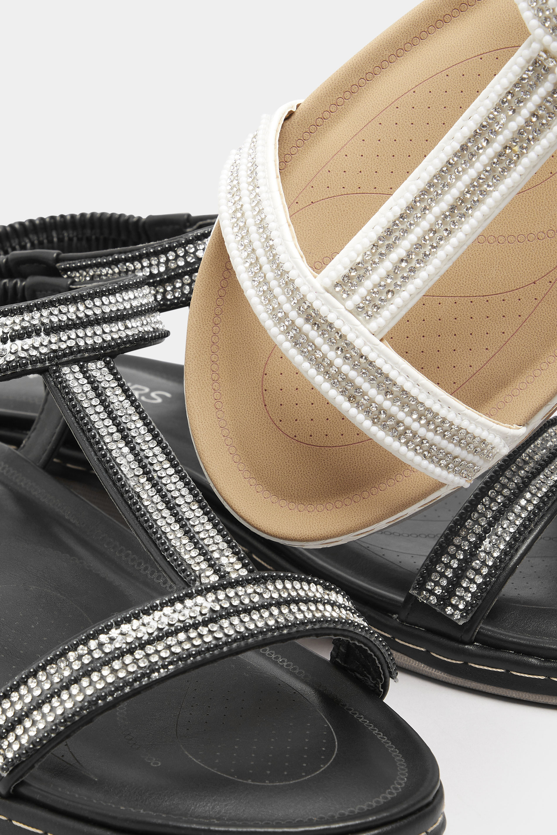 Plus Size White Diamante Strap Sandals In Wide E Fit & Extra Wide EEE Fit | Yours Clothing 6