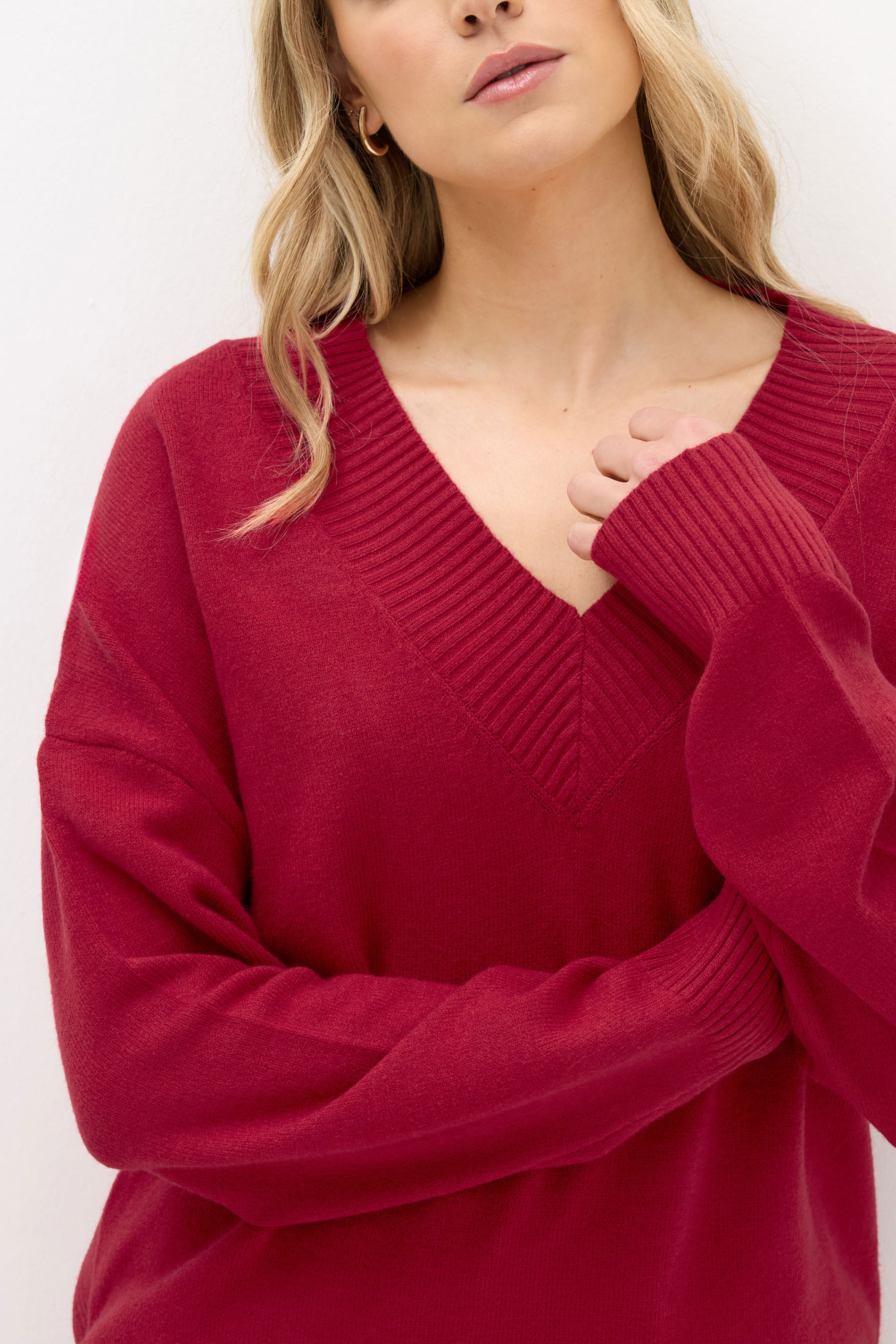 LTS Tall Red Wool V-Neck Jumper | Long Tall Sally 4