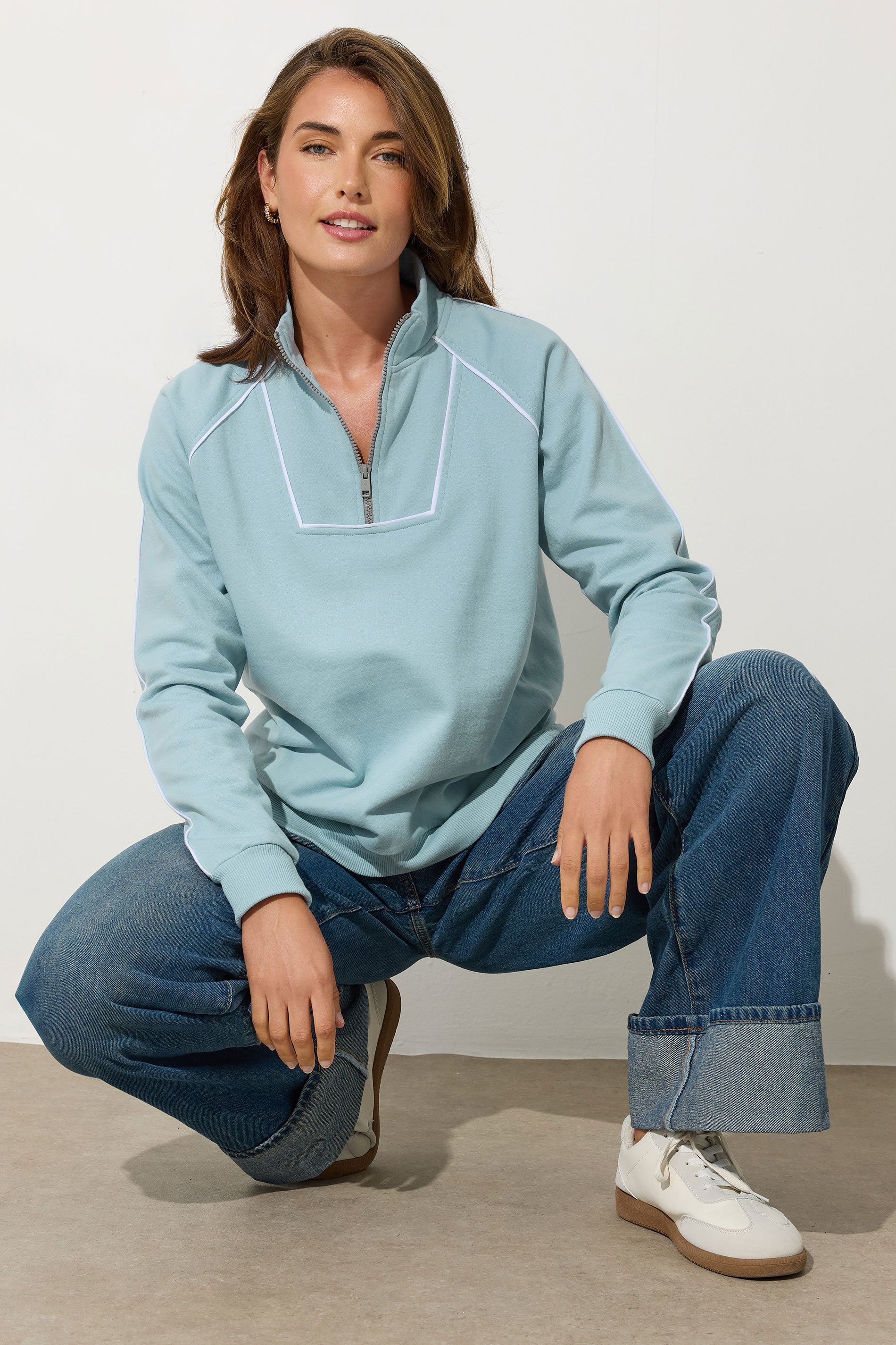 LTS Tall Womens Light Blue Zip Sweatshirt | Long Tall Sally 2