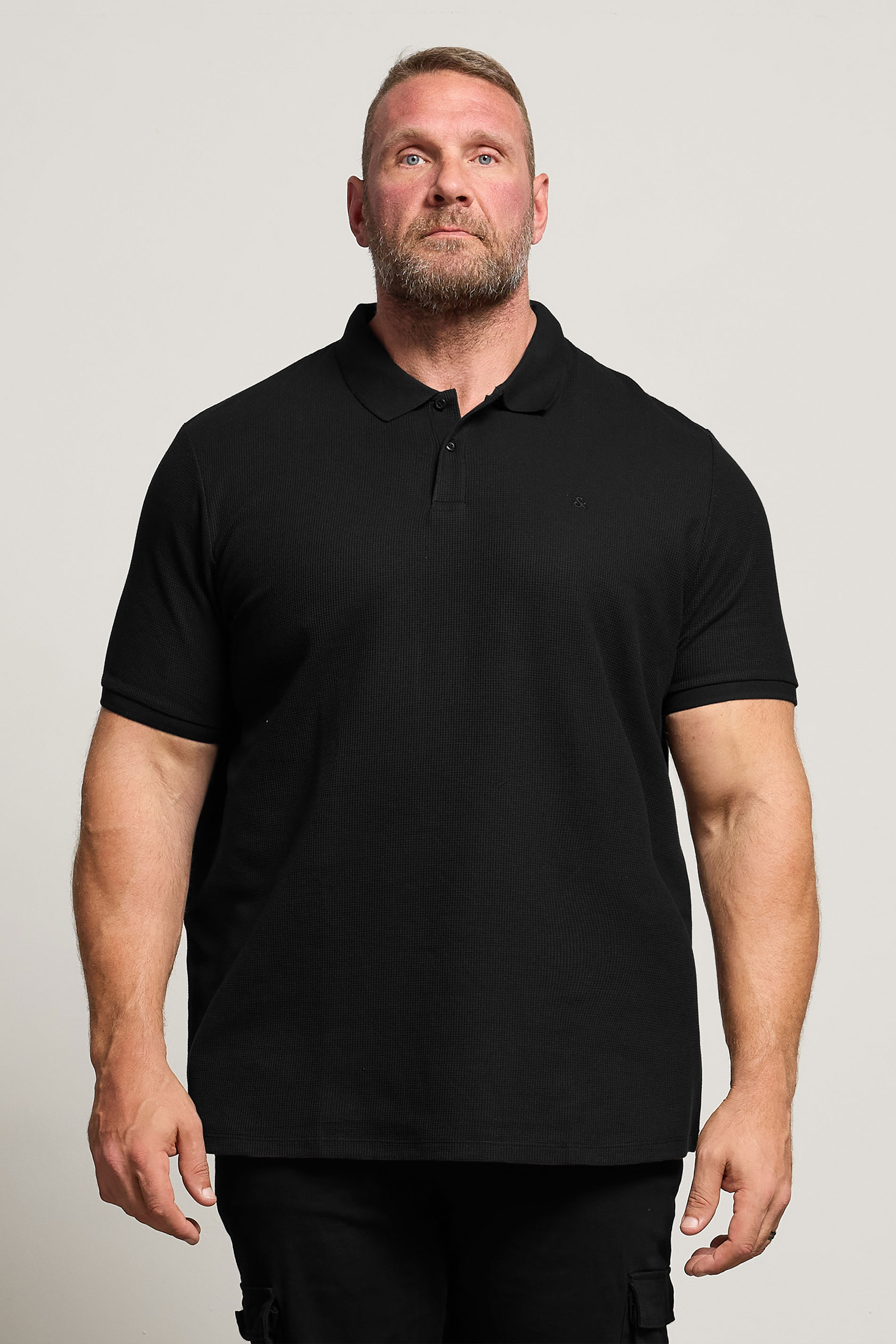 JACK & JONES Big & Tall Black Austin Polo Shirt | BadRhino 1