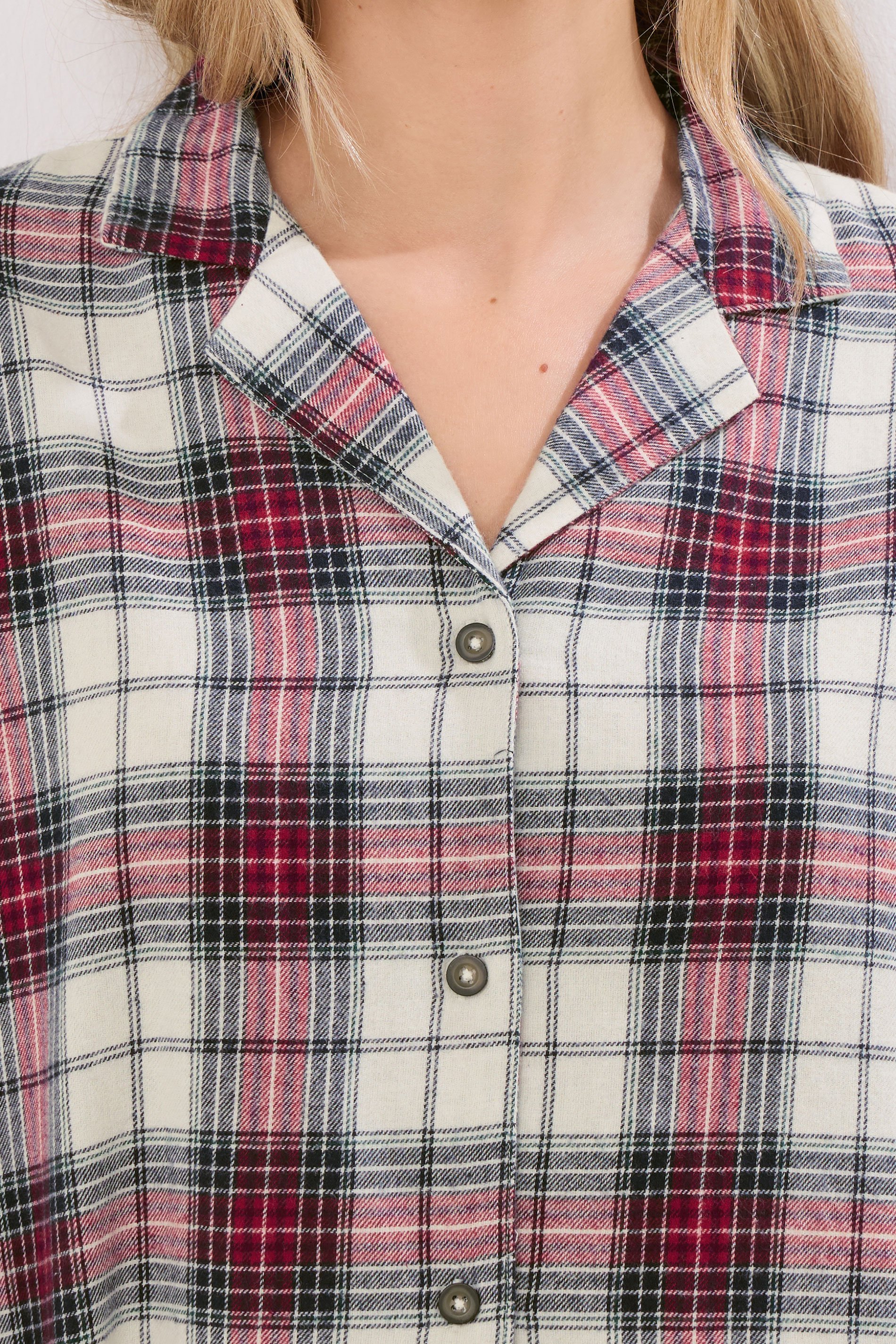 LTS Tall Ivory White & Red Cotton Check Pyjama Set | Long Tall Sally 6