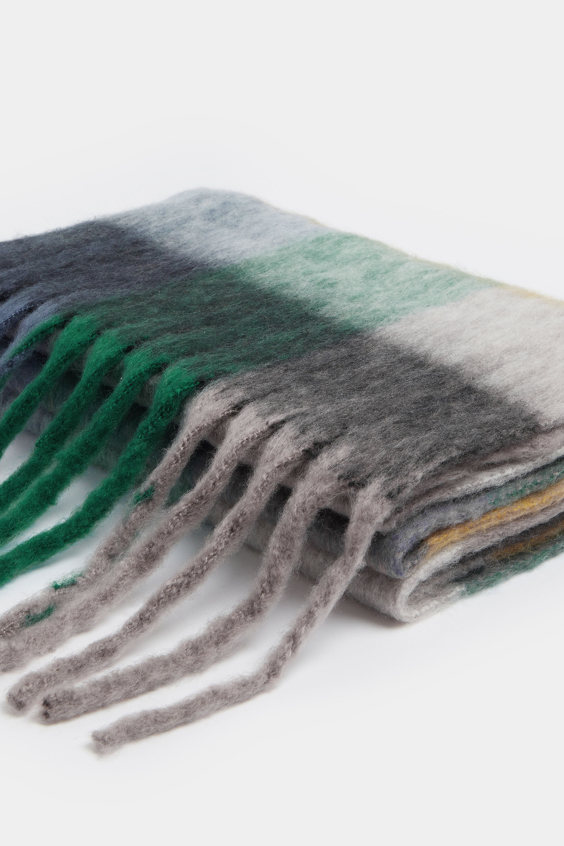 Teal Green Checked Soft Touch Scarf | Yours Clothing 3