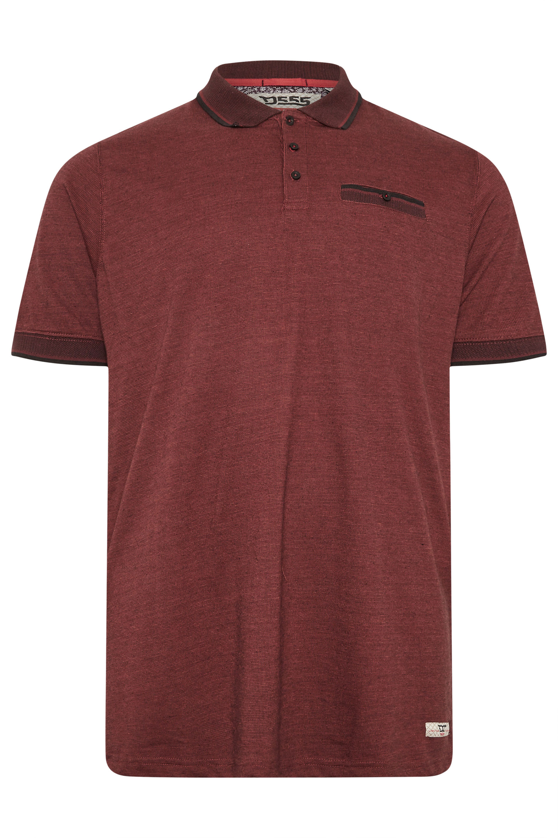 D555 Big & Tall Rust Red Textured Jacquard Polo Shirt | BadRhino 3