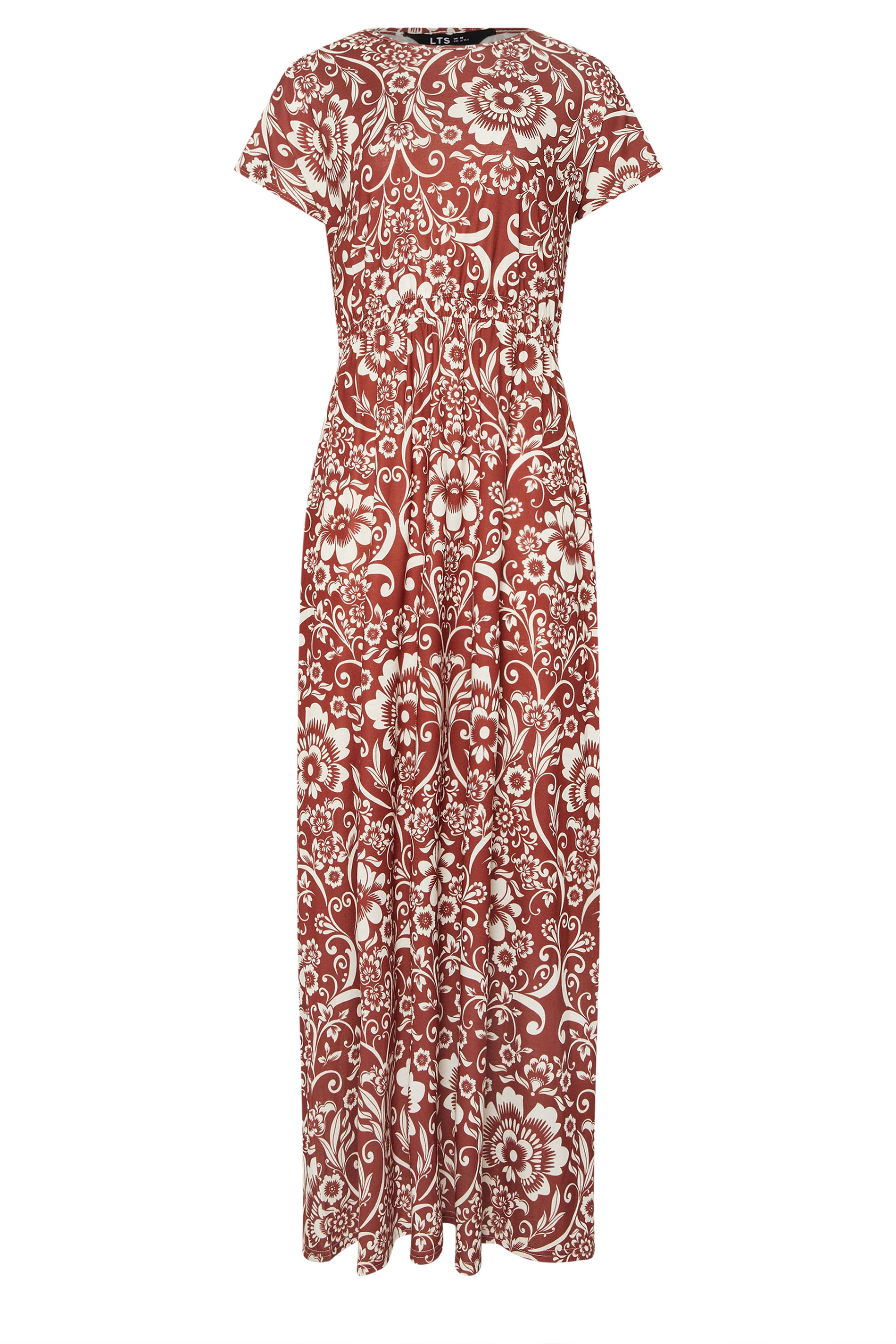 LTS Tall Red Floral Paisley Shirred Waist Maxi Dress | Long Tall Sally 5