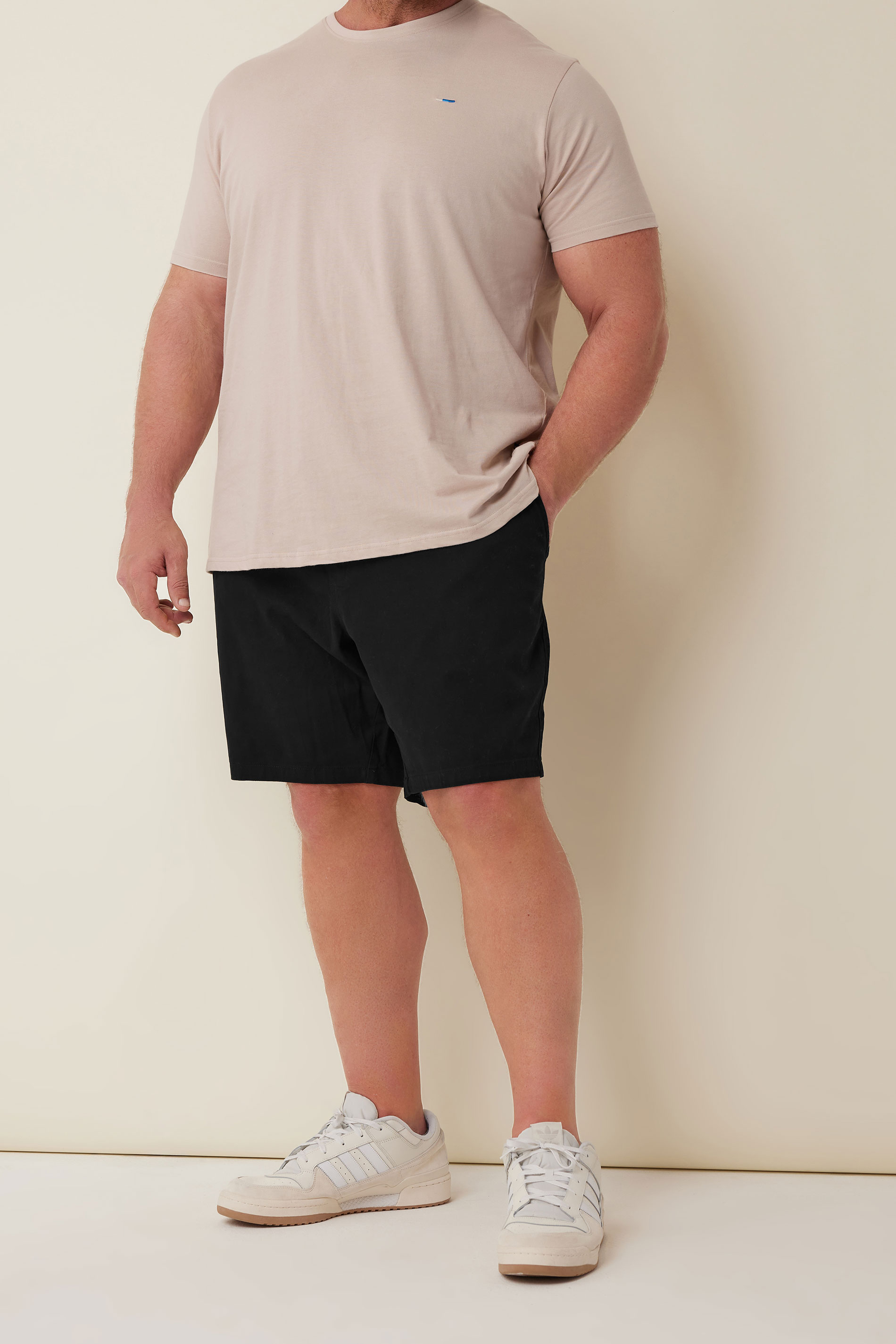 BadRhino Black Stretch Elasticated Waist Chino Shorts | BadRhino 1