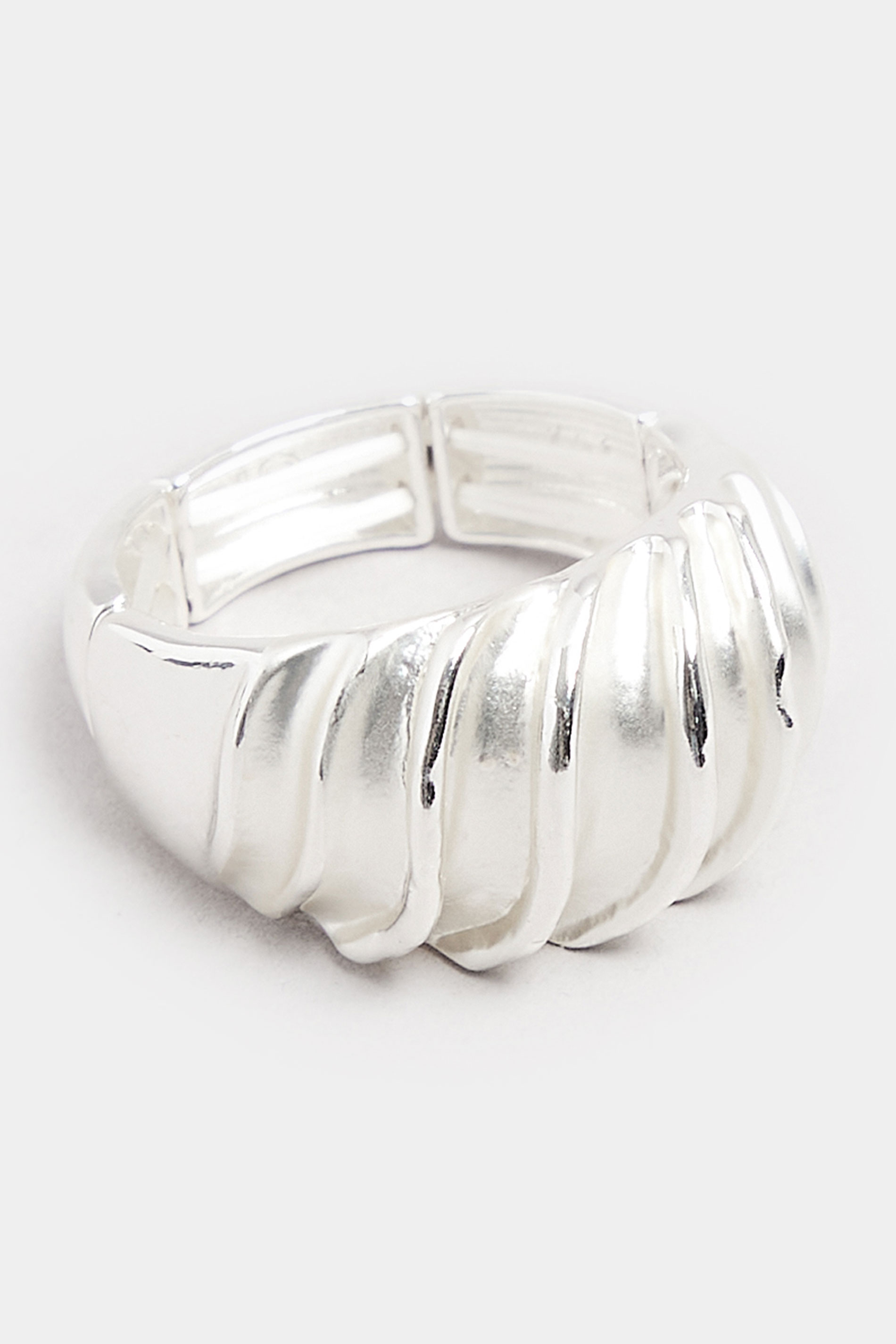 Silver Tone Wave Stretch Ring | Yours Clothing 2