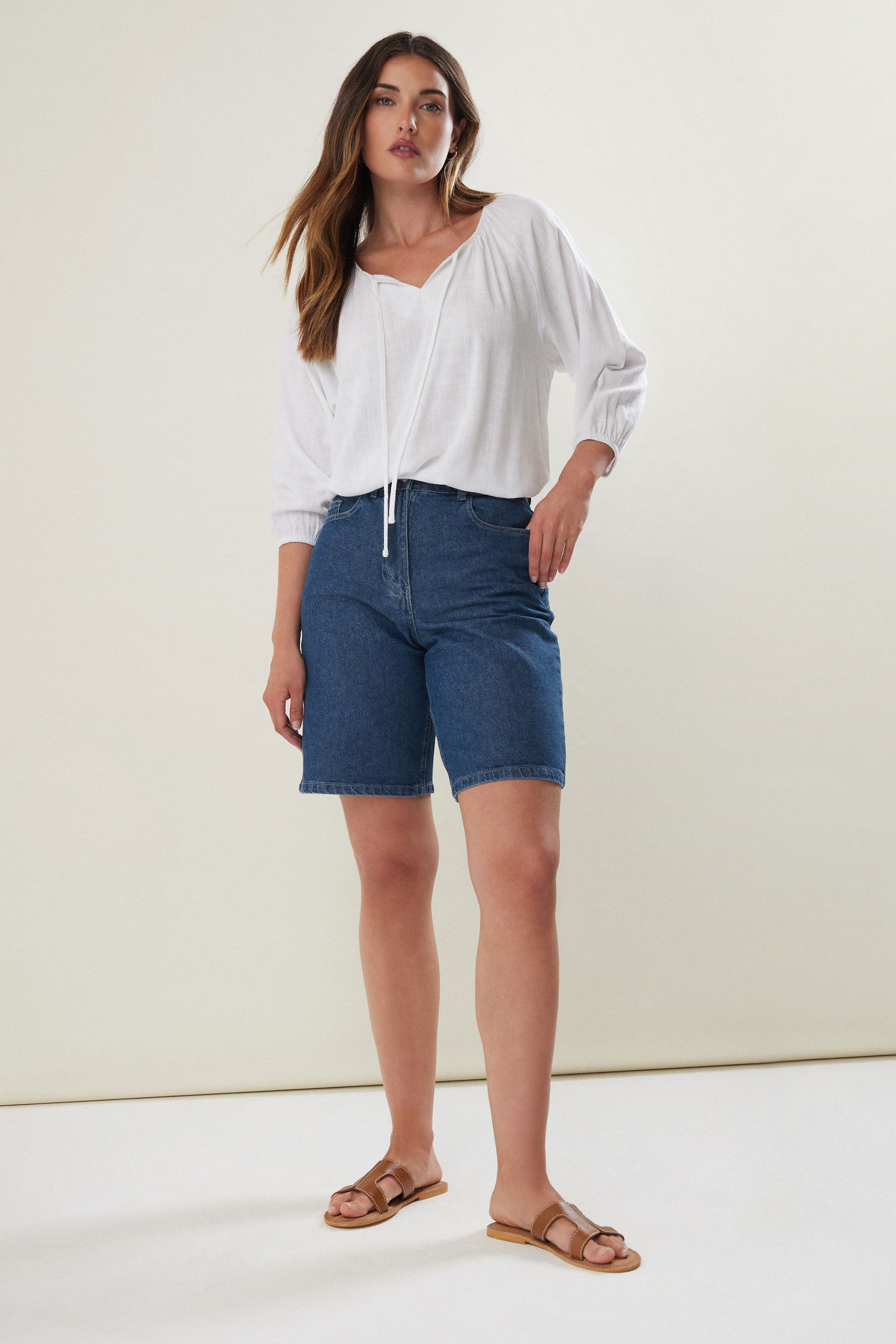 LTS Tall Blue Denim Bermuda Shorts | Long Tall Sally 3