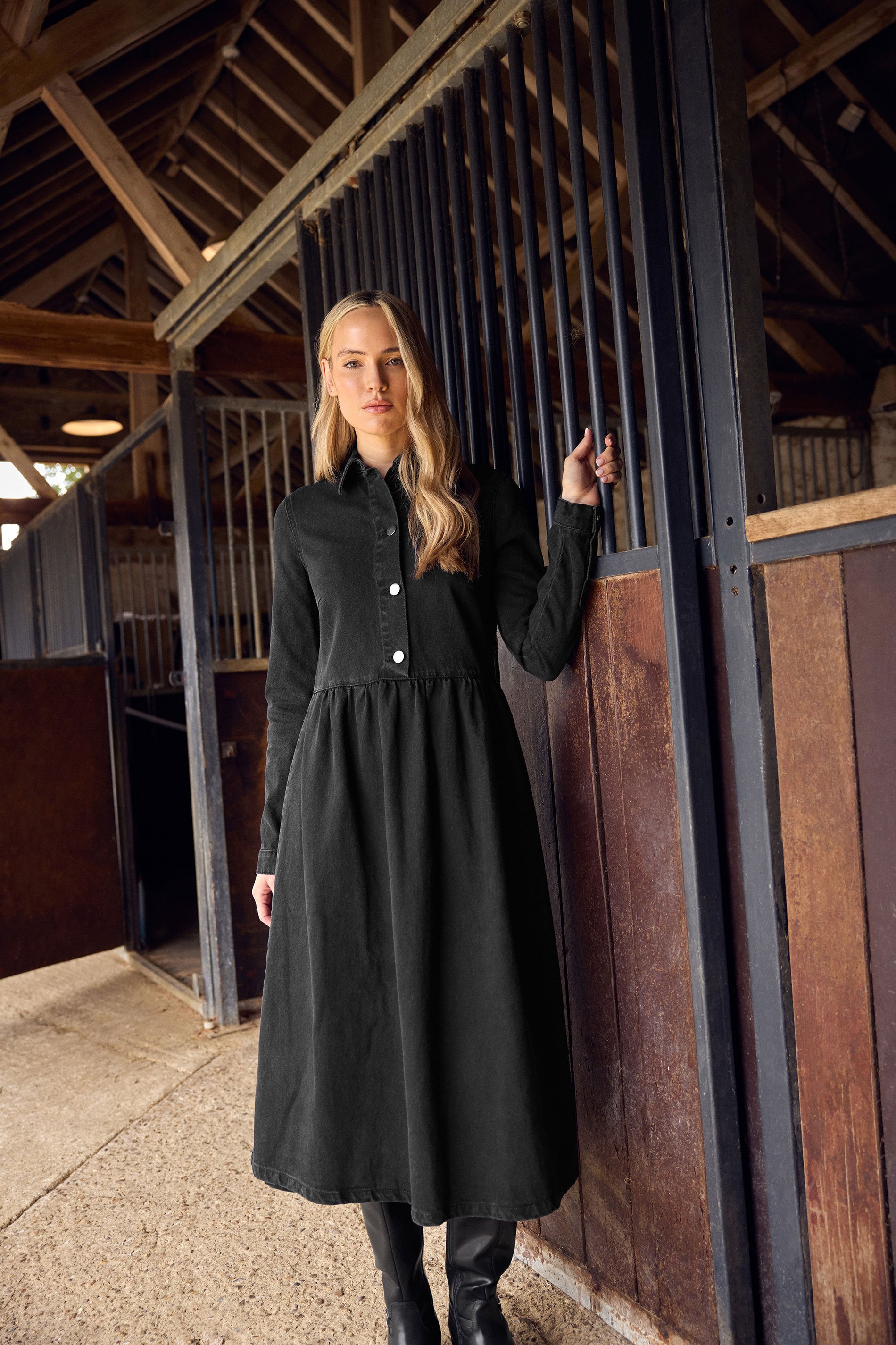 LTS Tall Black Denim Midaxi Dress | Long Tall Sally 2