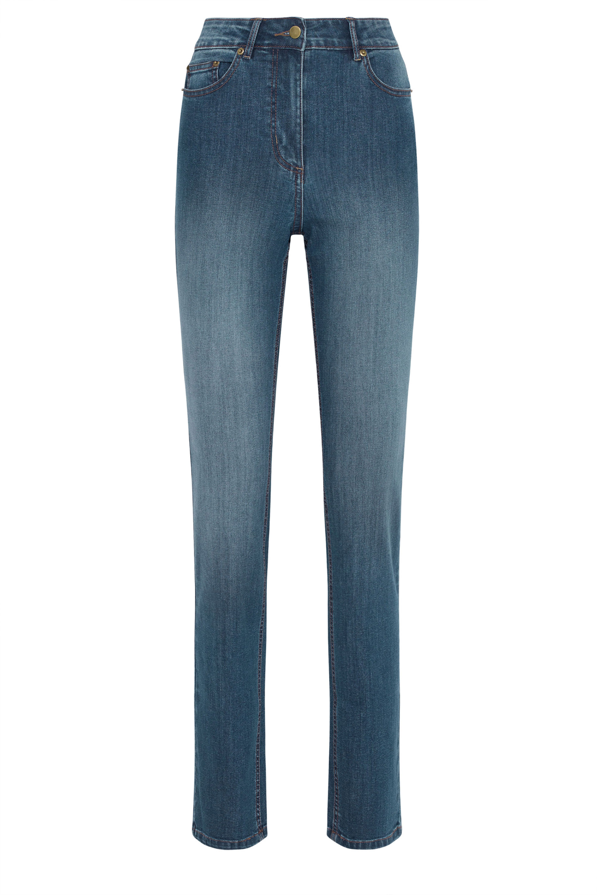 LTS Tall Women's Mid Blue Straight Leg Jeans | Long Tall Sally 5