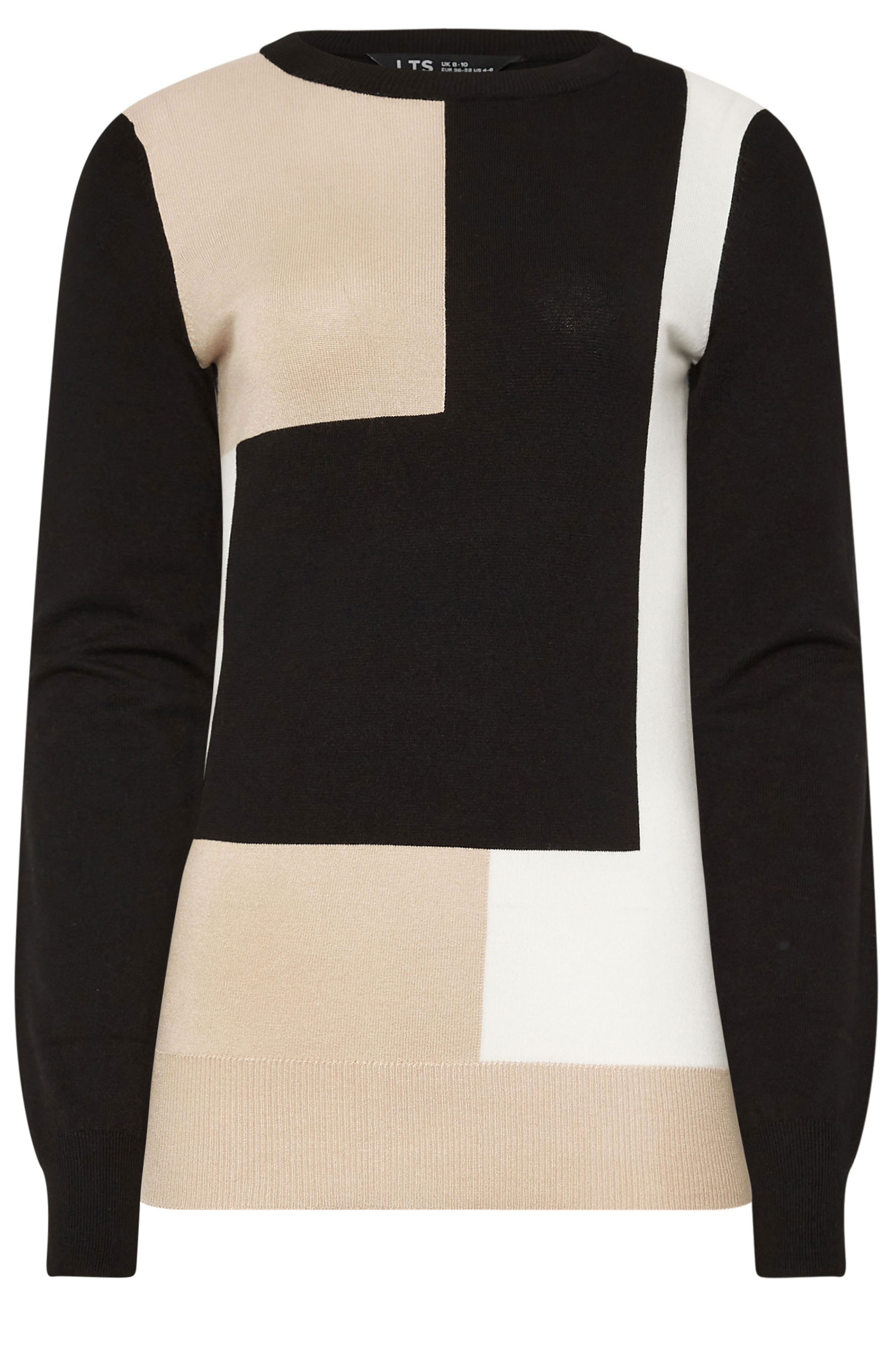 LTS Tall Black Fine Knit Colourblock Jumper | Long Tall Sally 5