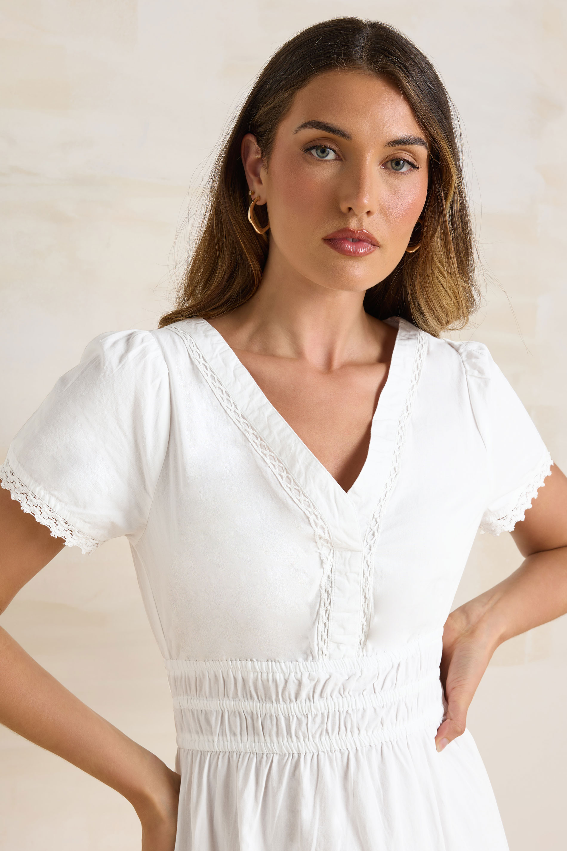 LTS Tall White Lace Insert Tiered Maxi Dress | Long Tall Sally 5