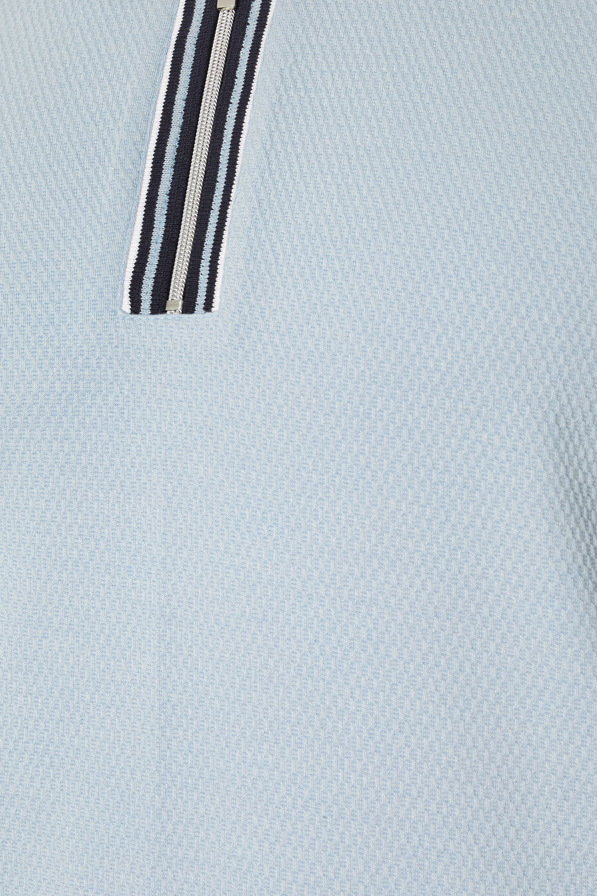 BadRhino Big & Tall Light Blue Seersucker Textured Zip Polo Shirt | BadRhino 5