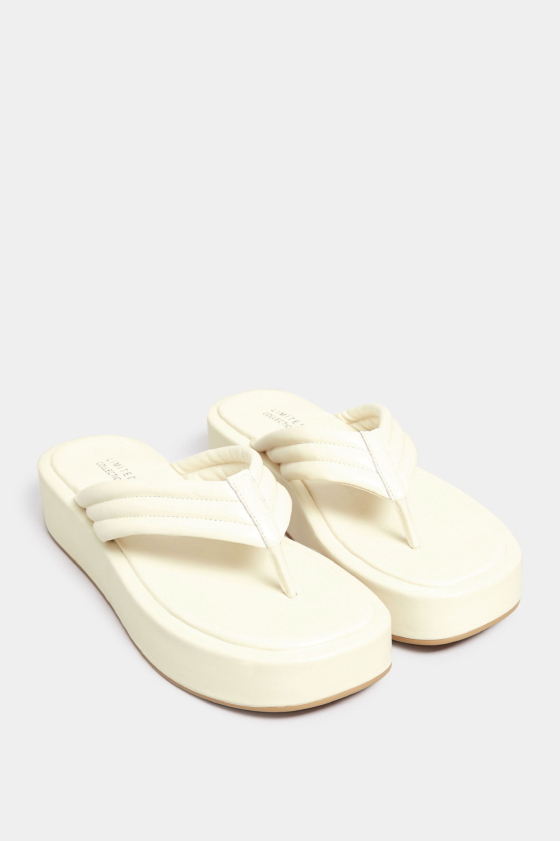 LIMITED COLLECTION White Flatform Flip Flops In Wide E Fit | Yours Clothing 2