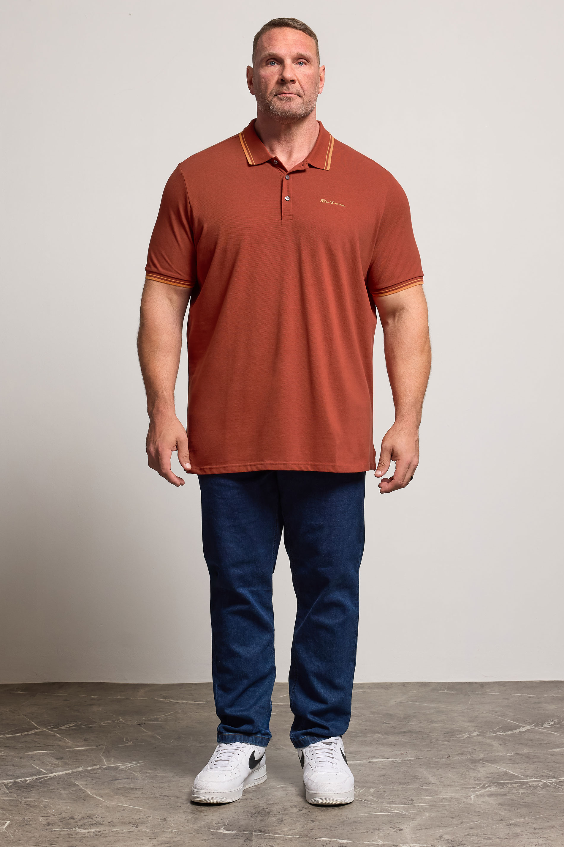 Ben Sherman Big & Tall Burnt Orange Signature Pique Polo Shirt | BadRhino 2