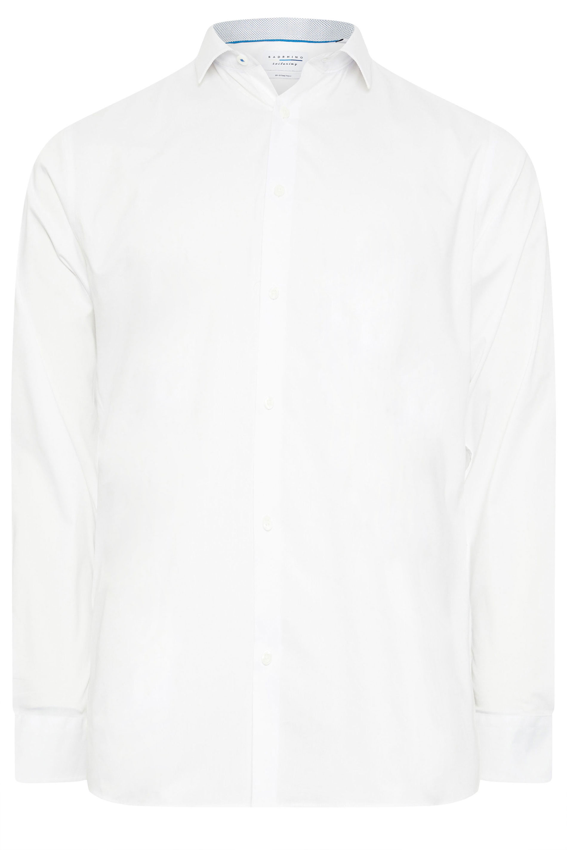 BadRhino Tailoring Big & Tall White Premium Stretch Long Sleeve Formal Shirt | BadRhino 4