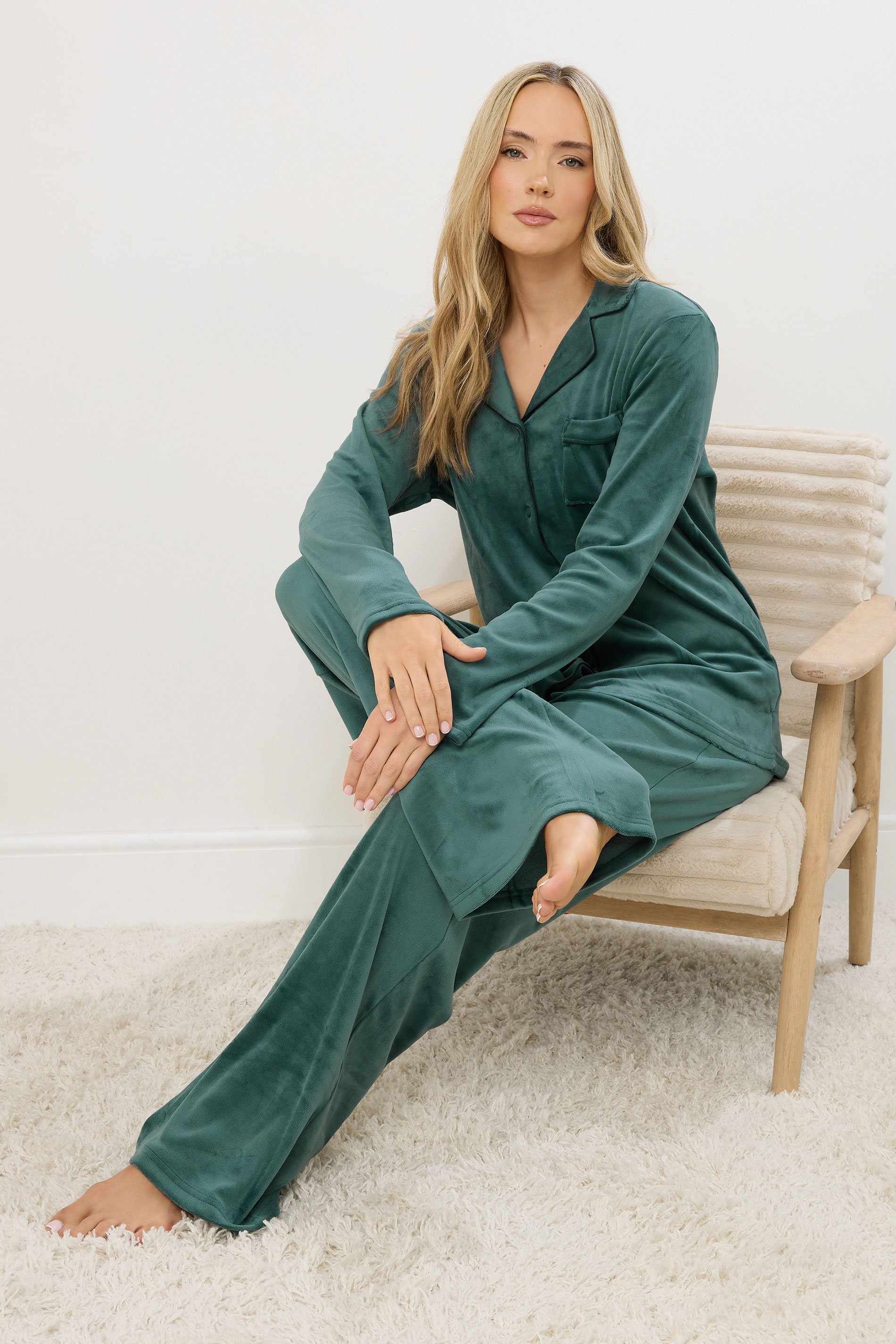 LTS Tall Green Super Luxe Touch Pyjama Set | Long Tall Sally 2