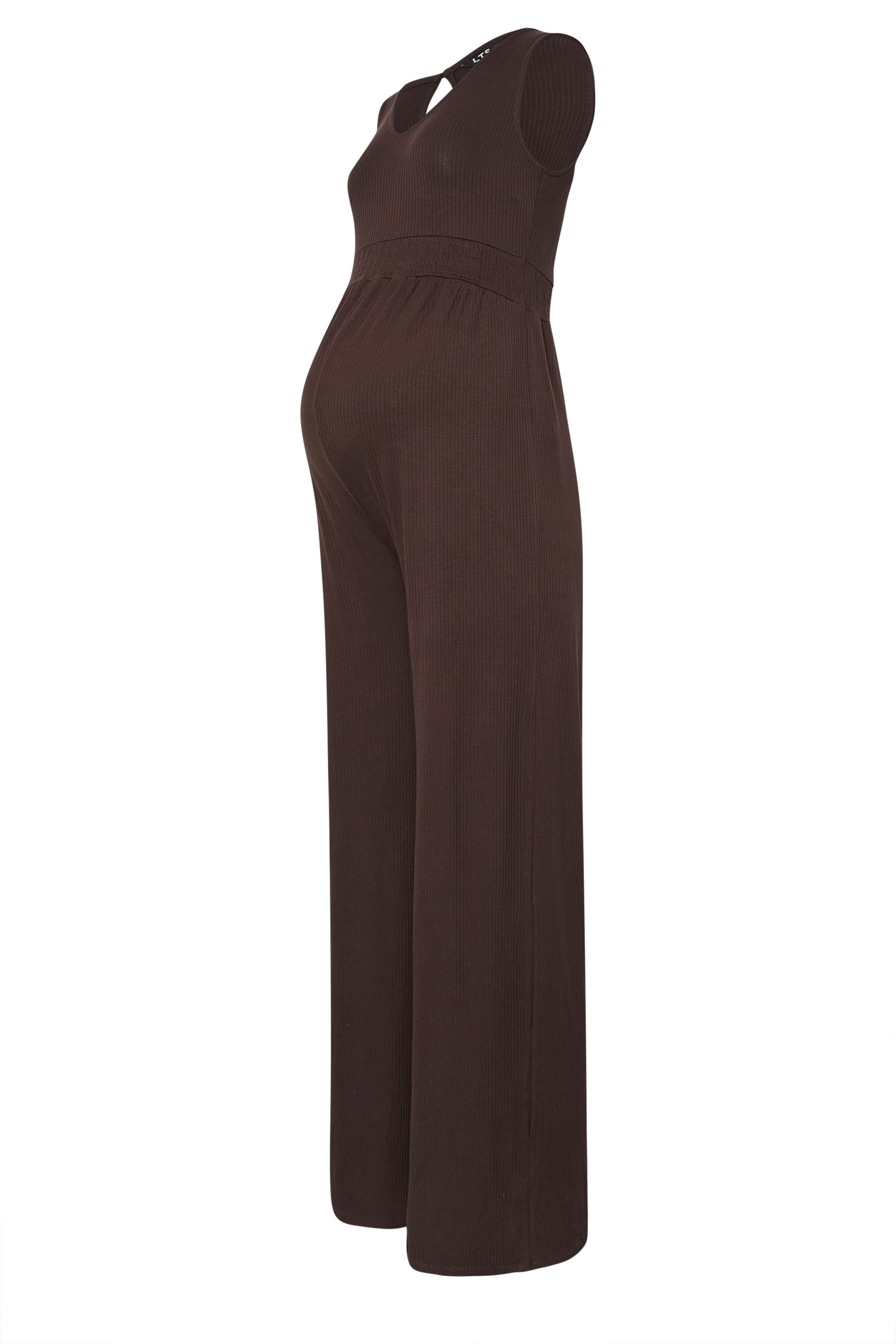 LTS Tall Women's Maternity Brown Shirred Wide Leg Jumpsuit | Long Tall Sally 6