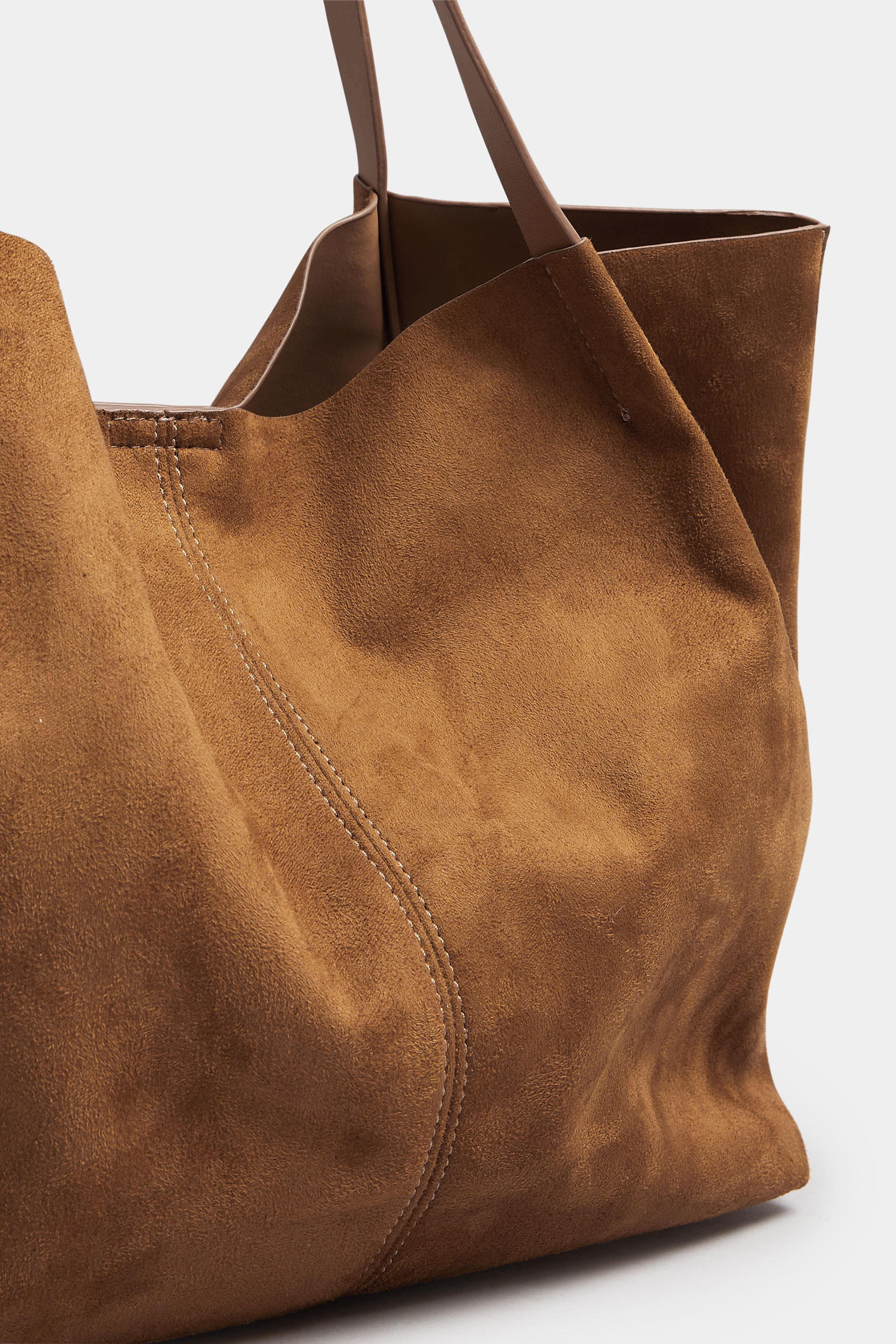 Brown Faux Suede Oversize Tote Bag | Yours Clothing 7