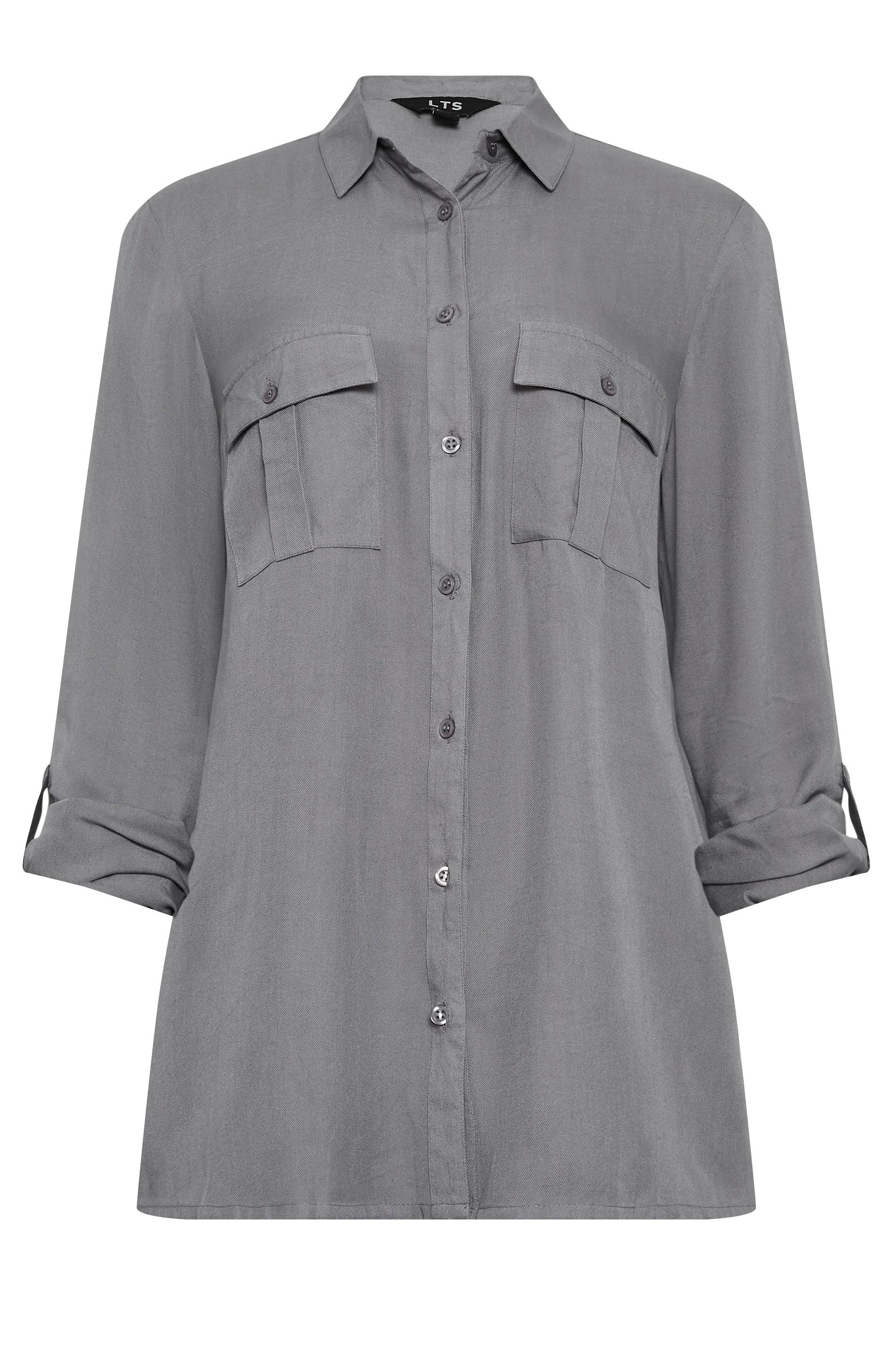 LTS Tall Grey Long Sleeve Utility Shirt | Long Tall Sally 6