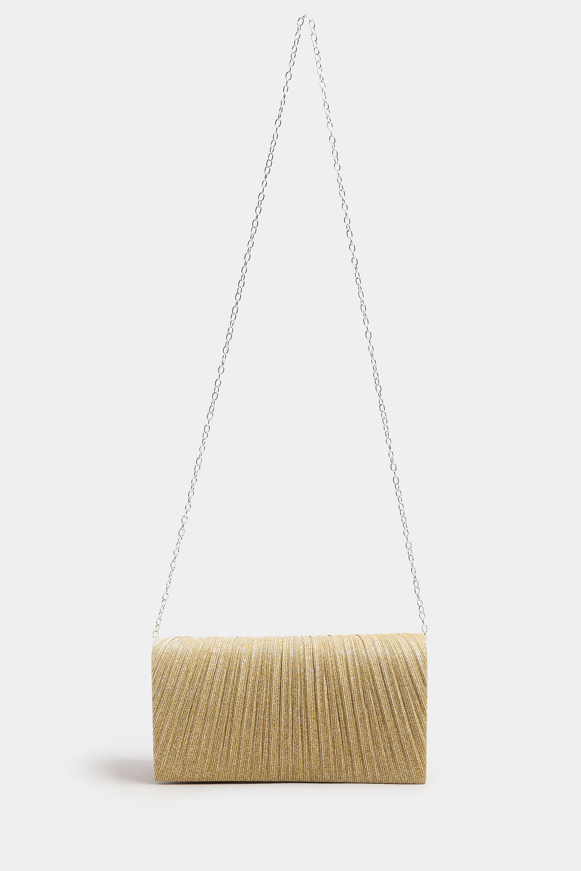 Gold Shimmer Pleated Clutch Bag | Yours Clothing 3