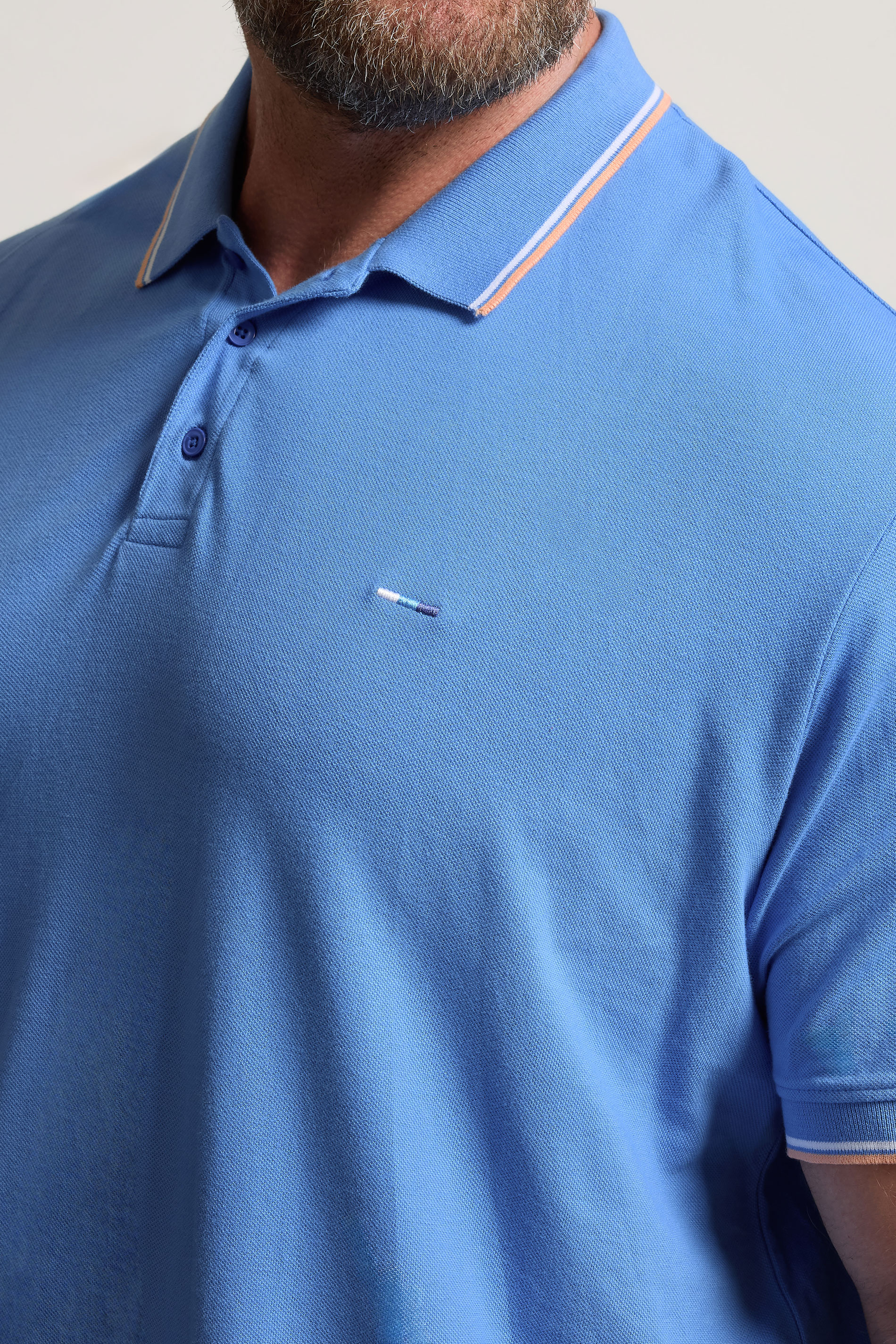 BadRhino Big & Tall Light Blue Tipped Polo Shirt | BadRhino 5