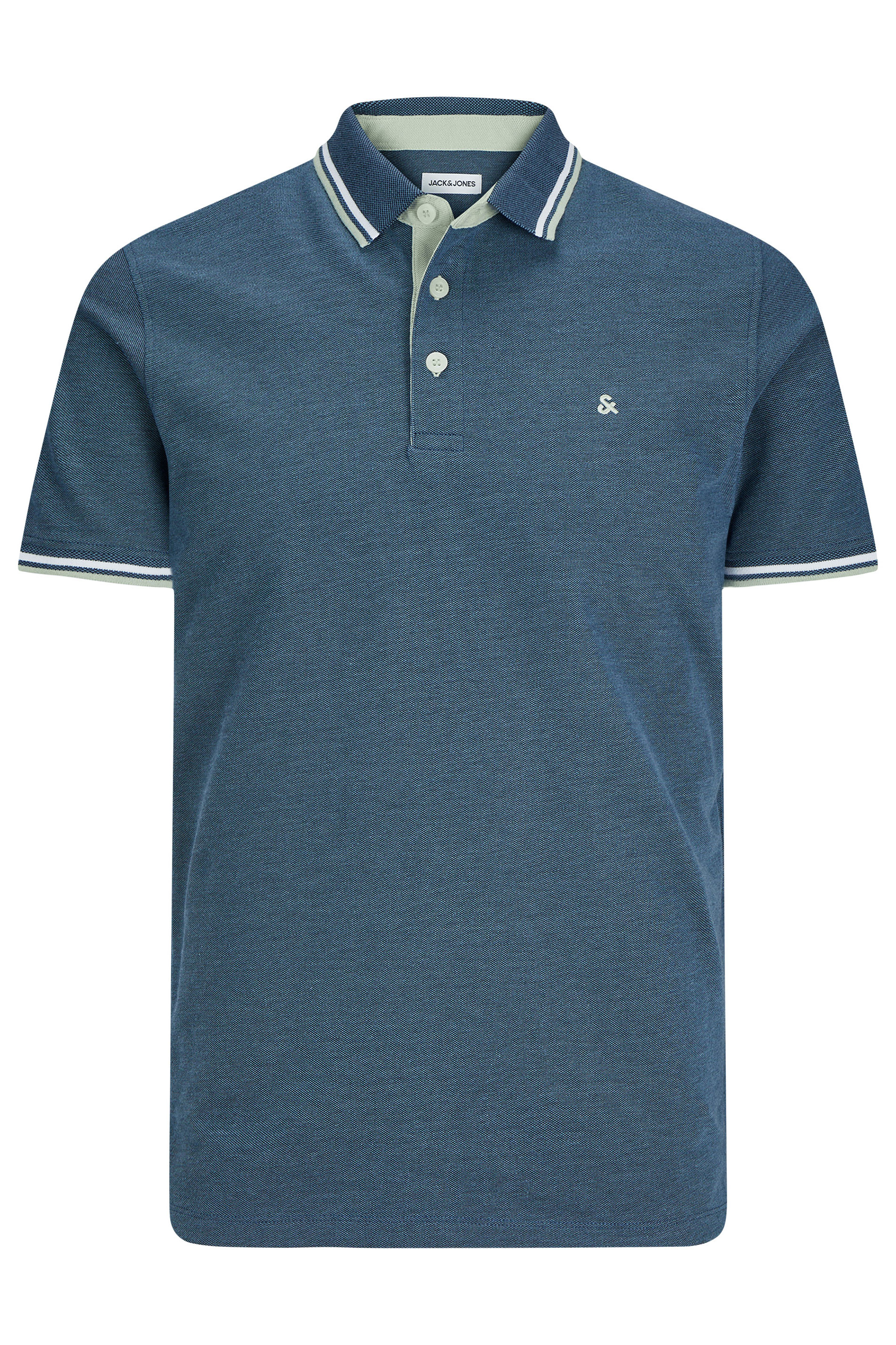 JACK & JONES Big & Tall Oceanview Blue Paulos Polo Shirt | BadRhino 3