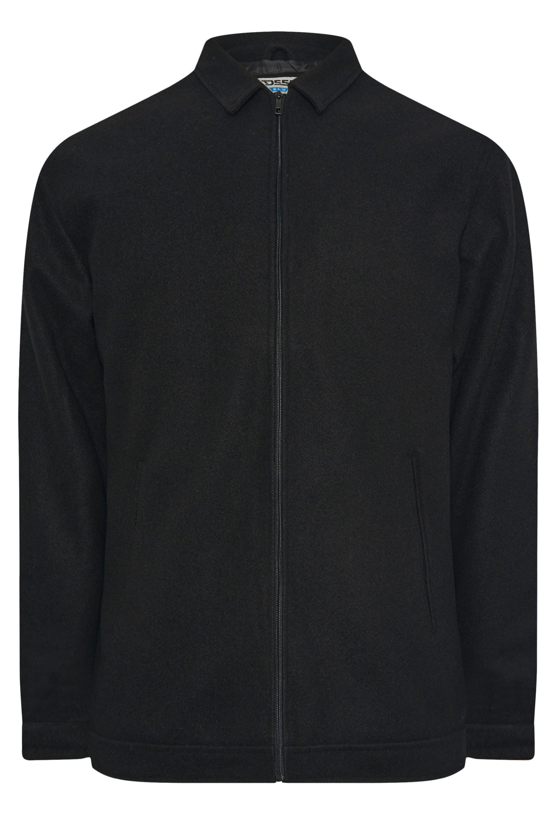 D555 Big & Tall Black Collared Harrington Jacket | BadRhino 4