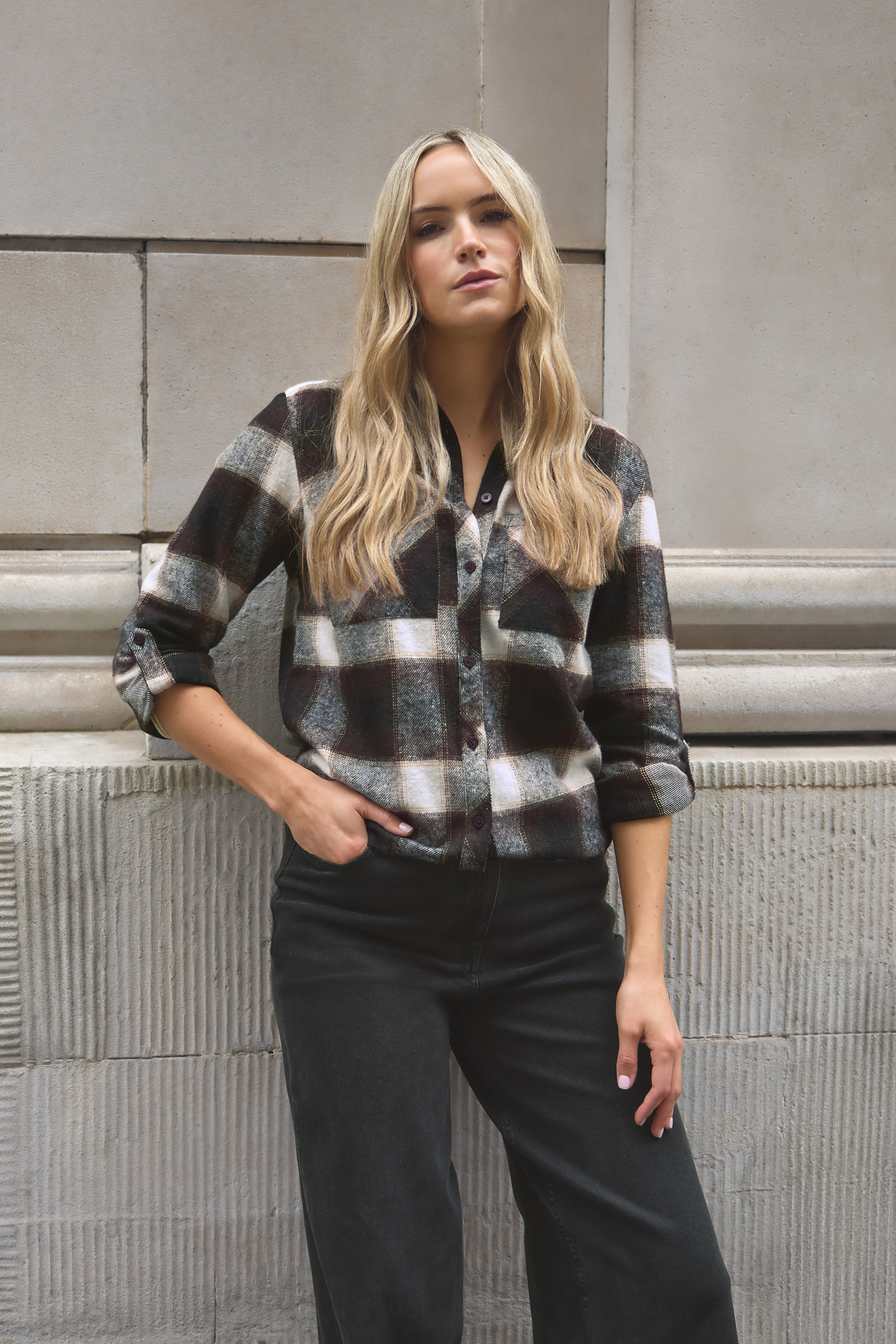 LTS Tall Brown Check Cotton Shirt | Long Tall Sally 2