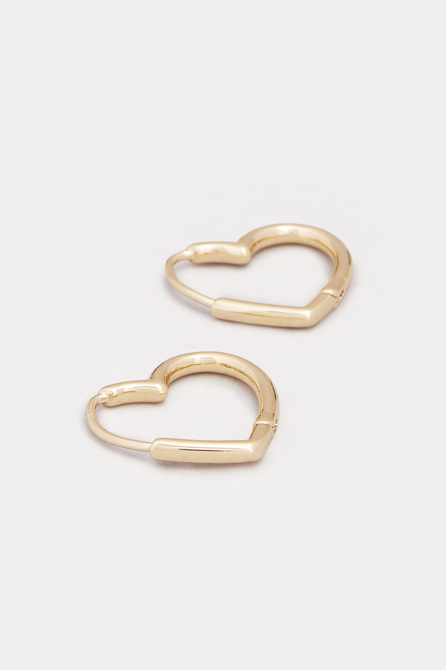 Gold Tone Heart Shape Hoop Earrings | Yours Clothing 3
