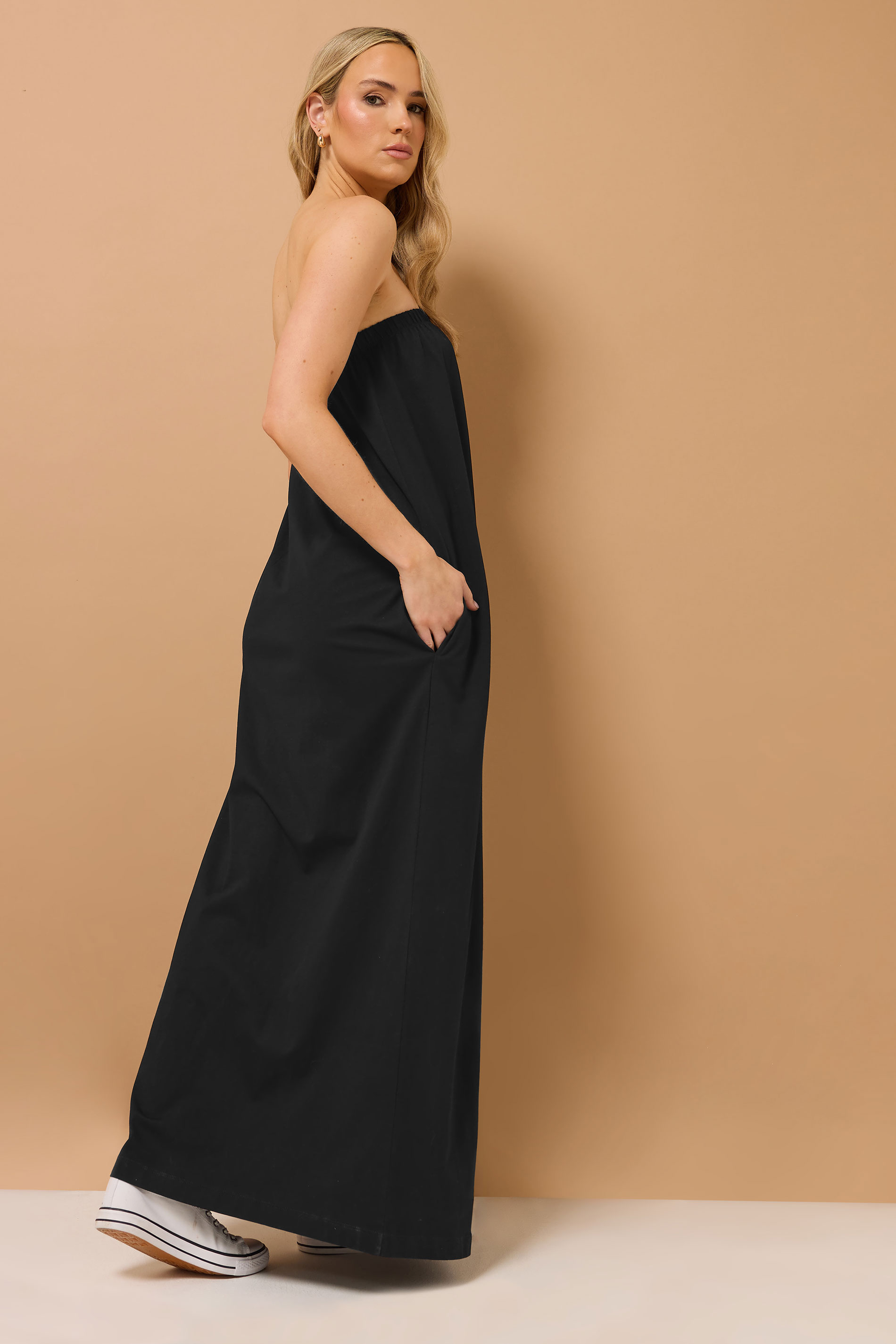 LTS Tall Black Jersey Bandeau Maxi Dress | Long Tall Sally 4