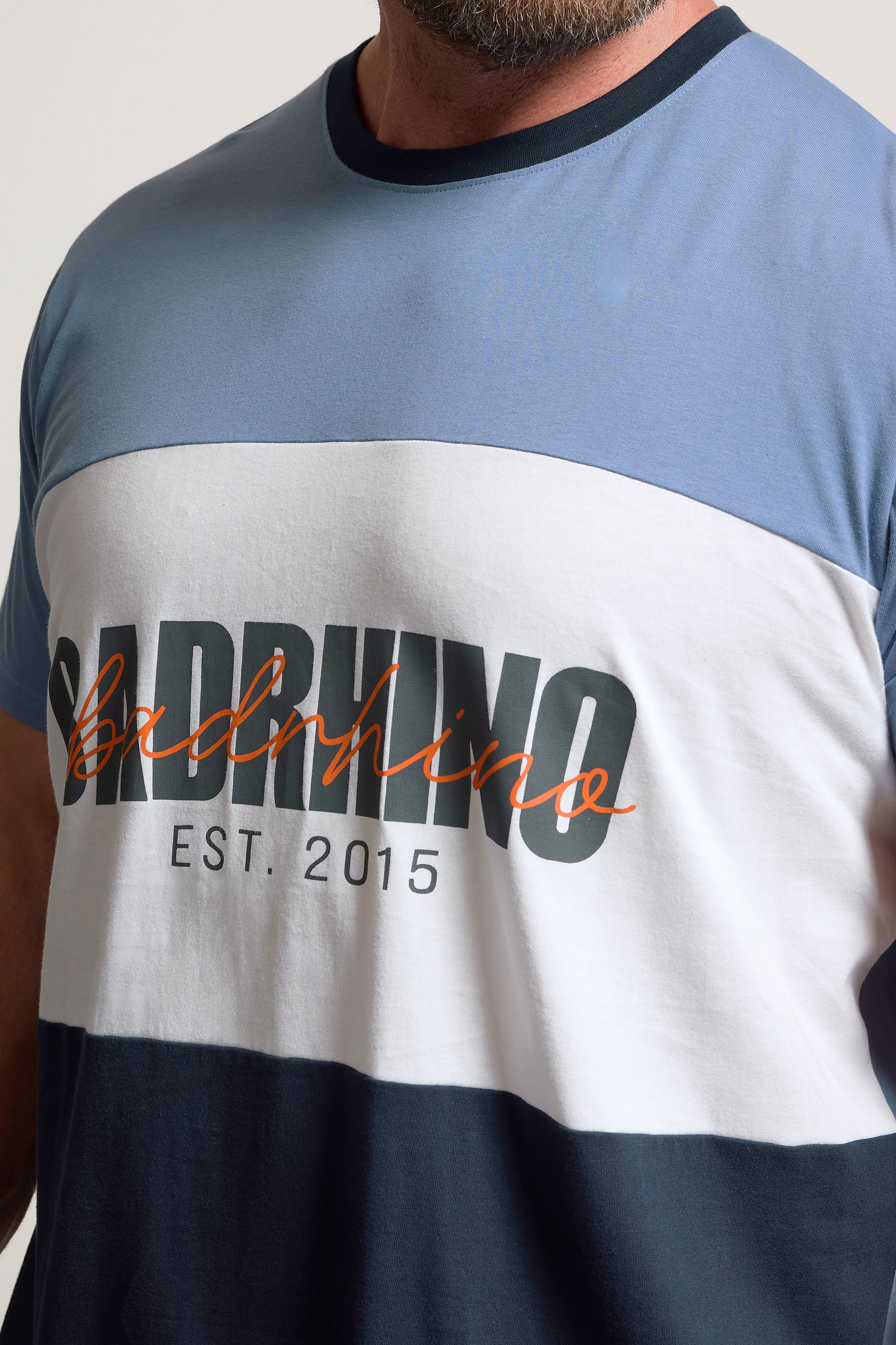 BadRhino Big & Tall Blue Cut & Sew Scripted T-Shirt | BadRhino 4