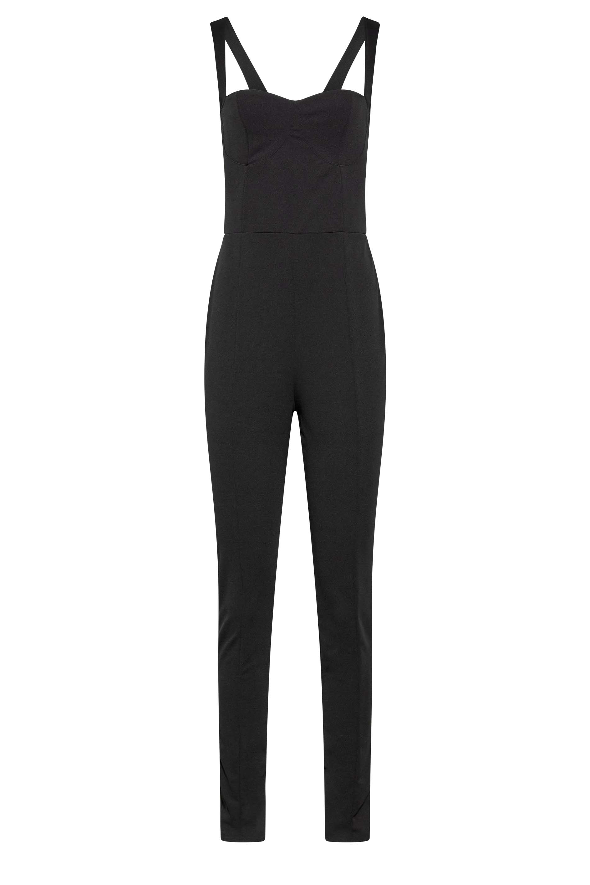 LTS Tall Women's Black Corset Detail Jumpsuit