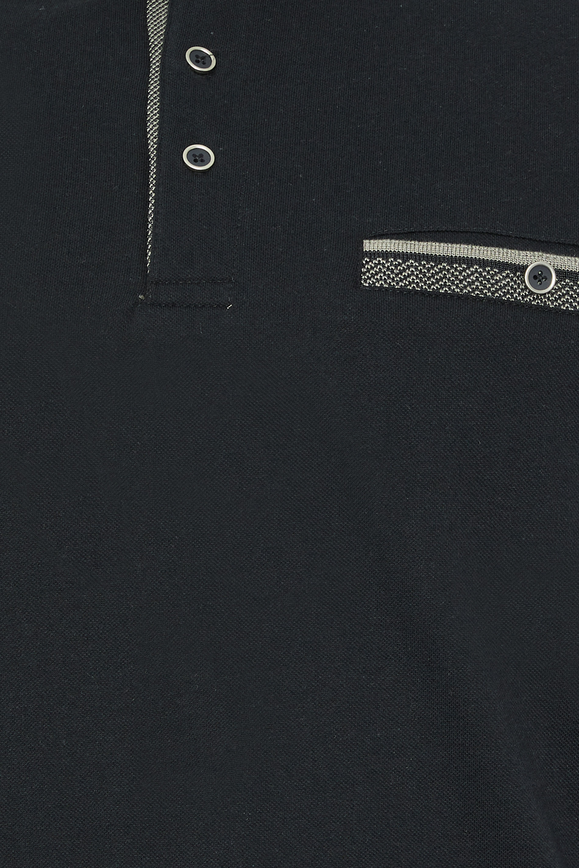 D555 Big & Tall Navy Blue Pique Jacquard Collar Tipped Polo Shirt | BadRhino 2