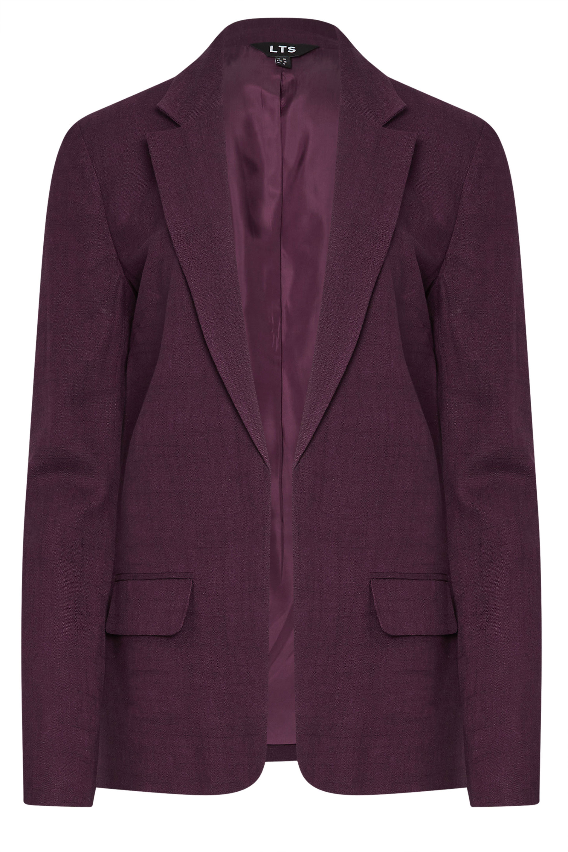 LTS Tall Dark Purple Linen Tailored Blazer | Long Tall Sally 6