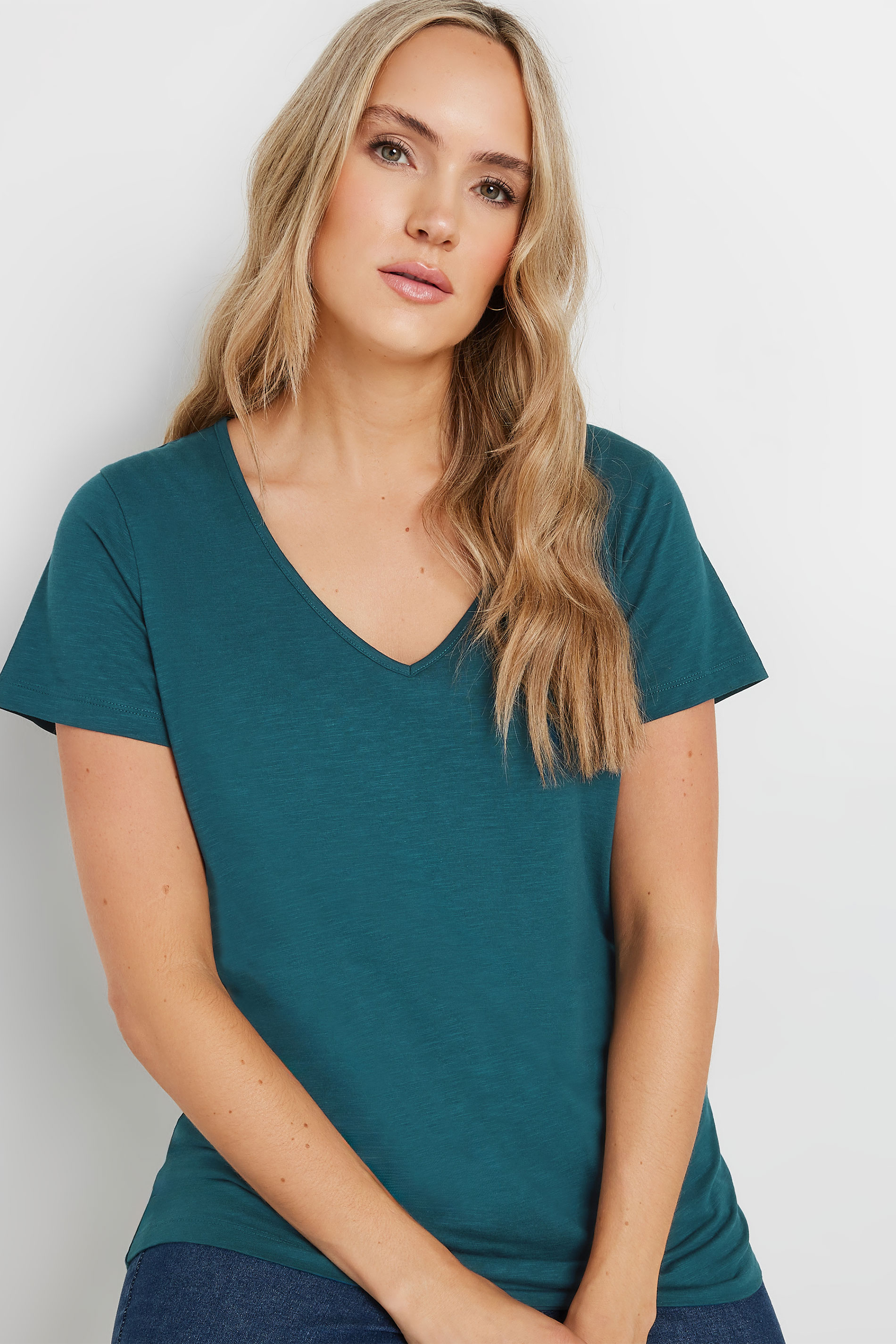 LTS Tall Women's Blue V-Neck Short Sleeve T-Shirt | Long Tall Sally