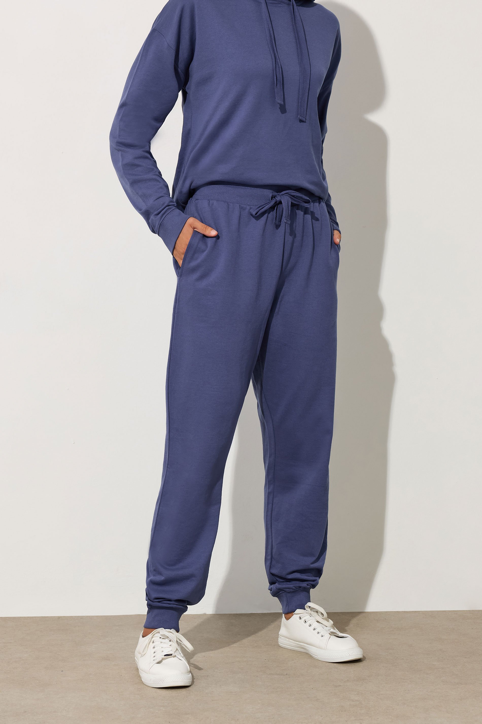 LTS Tall Blue Jersey Drawcord Cuffed Joggers | Long Tall Sally 2