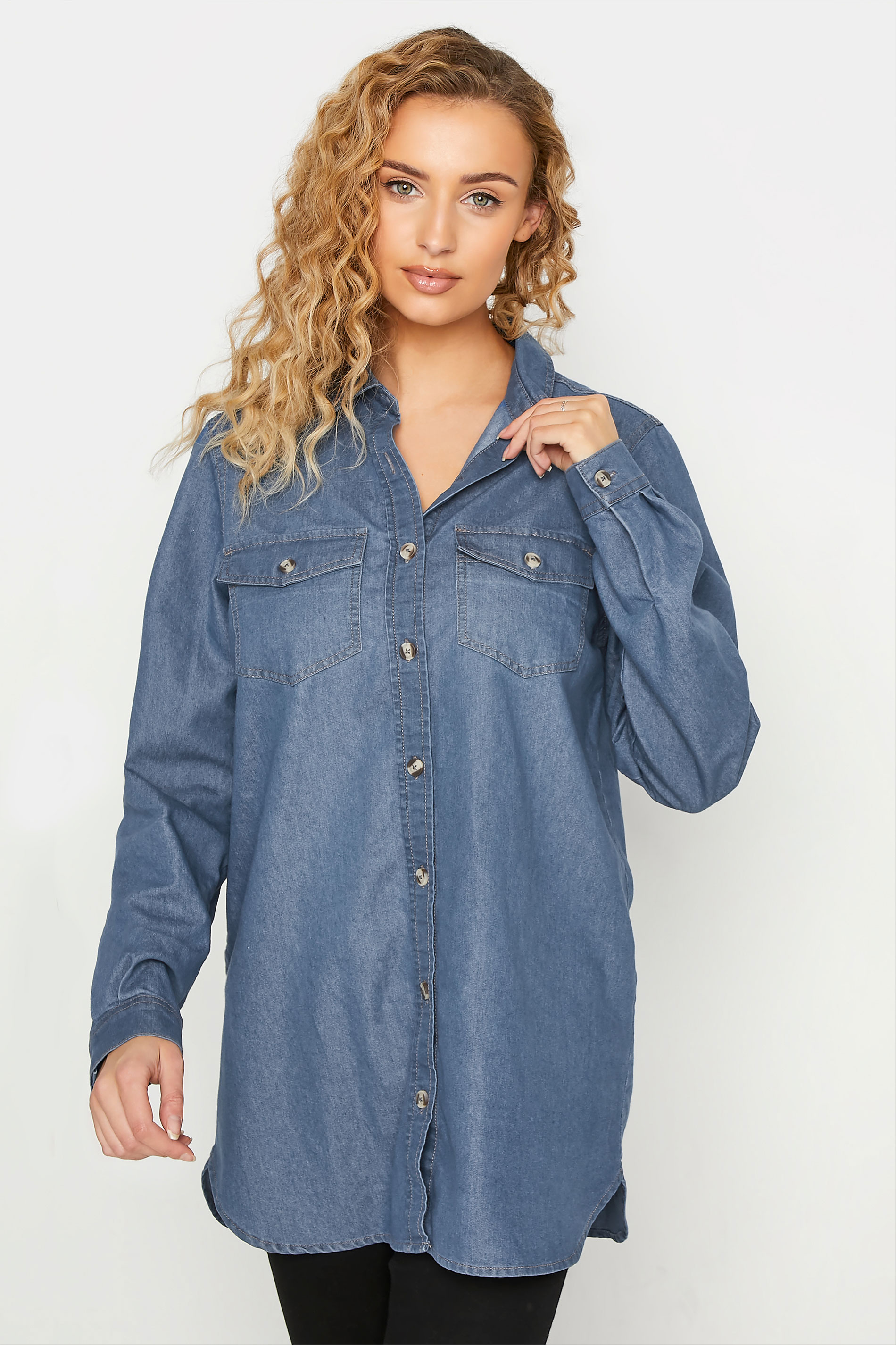 LTS Tall Women's Blue Western Denim Shirt | Long Tall Sally 1