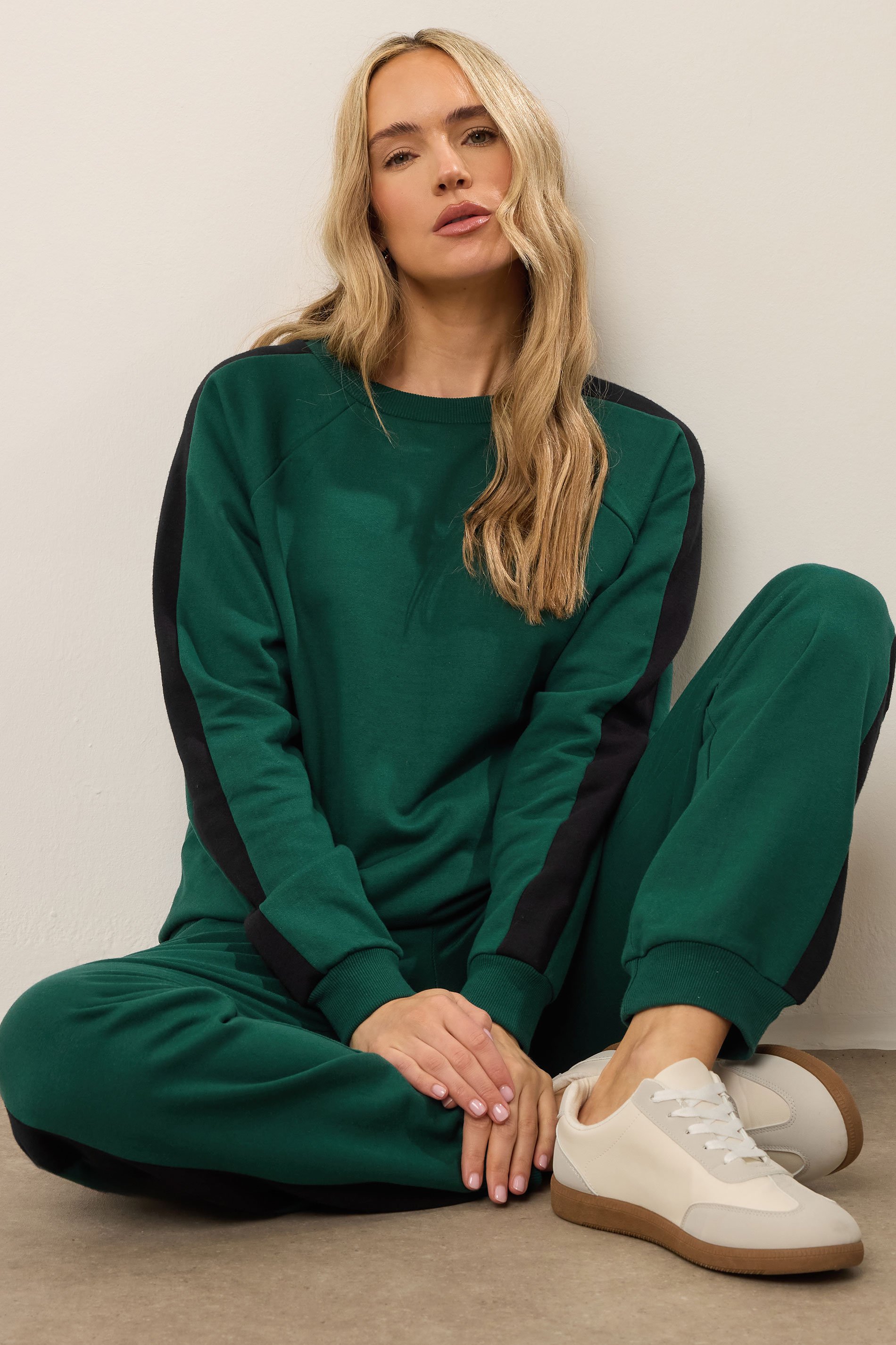LTS Tall Green Colour Block Sweatshirt | Long Tall Sally 1