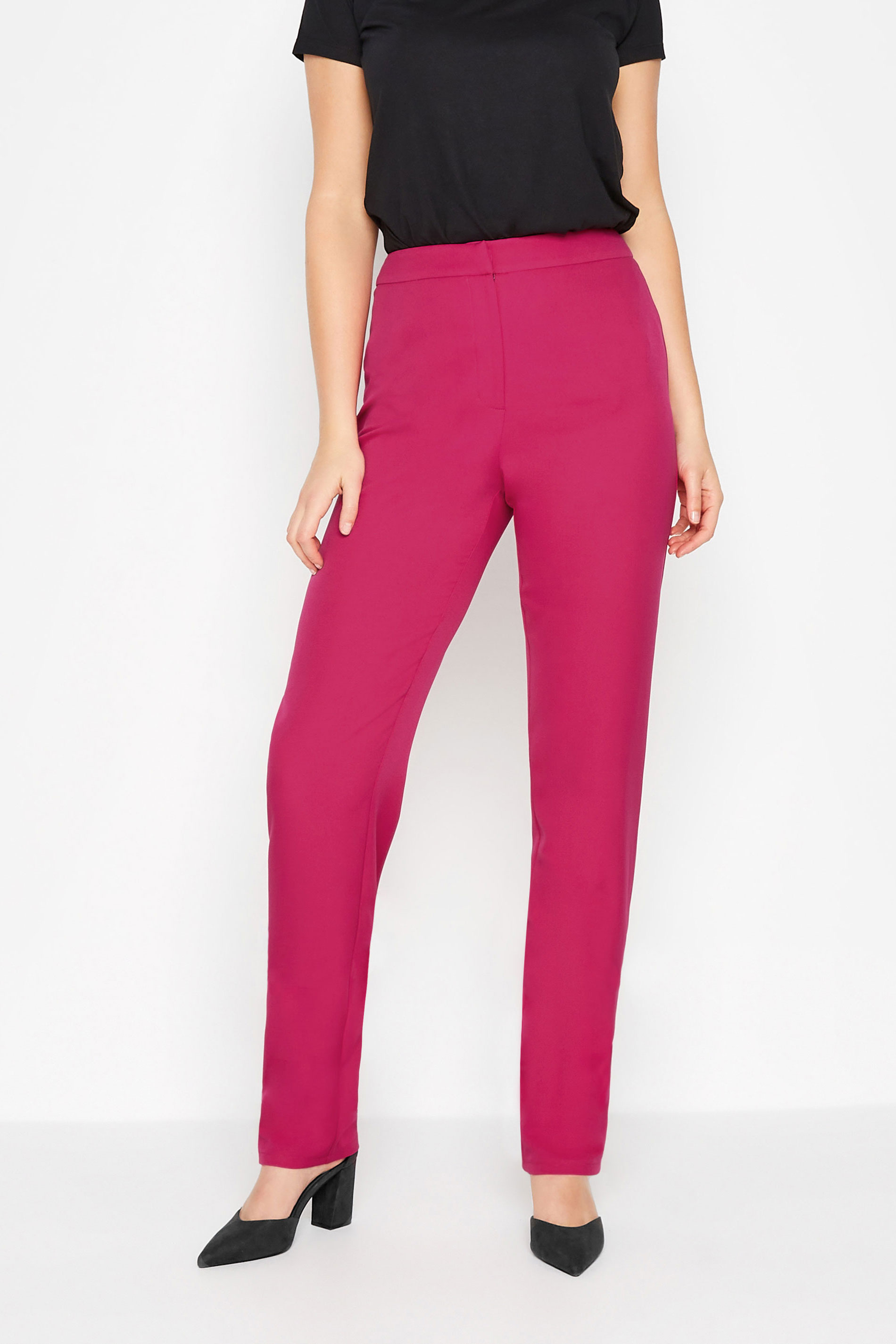 Yours wide leg linen look trousers in pink | ASOS
