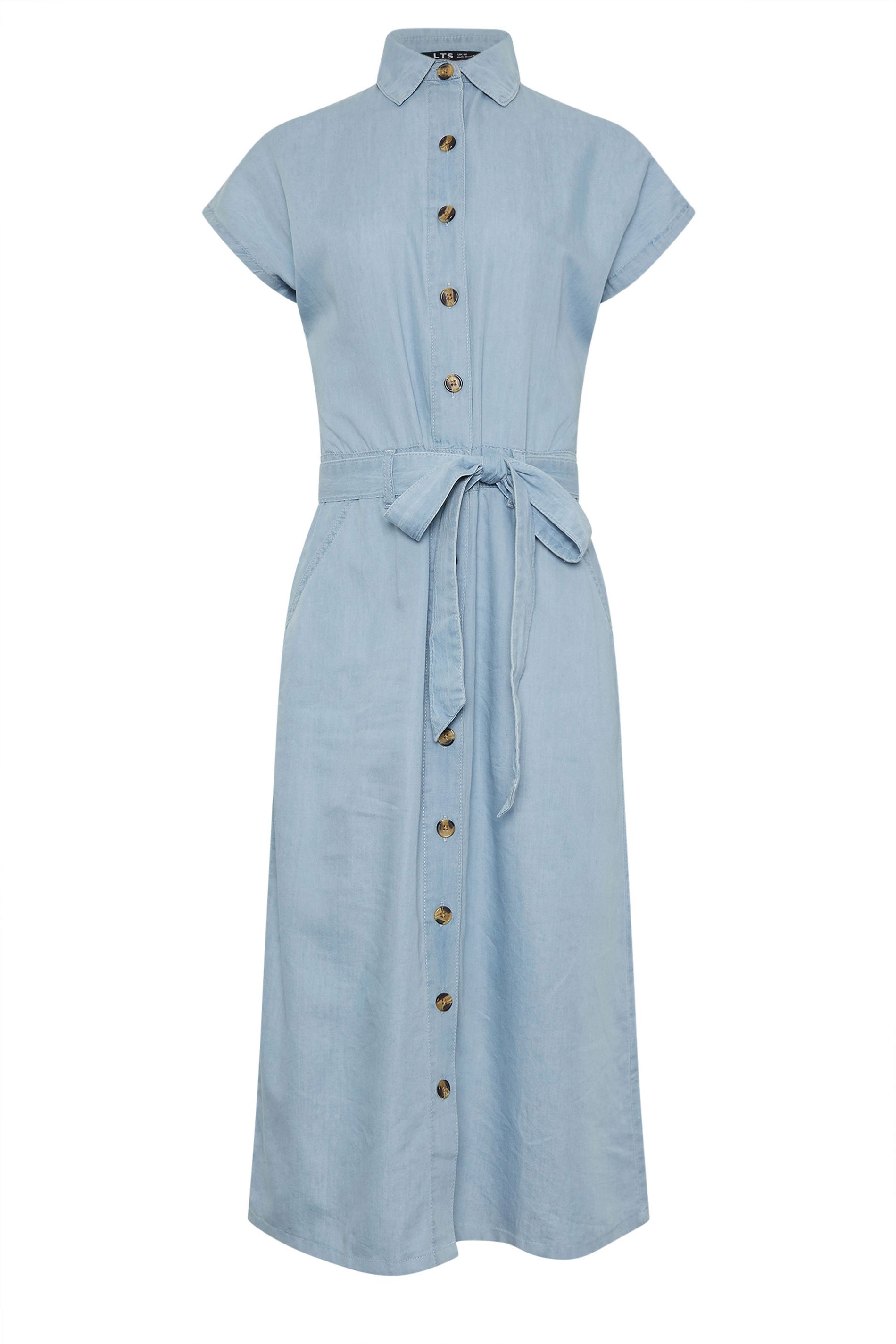 LTS Tall Blue Denim Belt Tie Midi Dress | Long Tall Sally 6