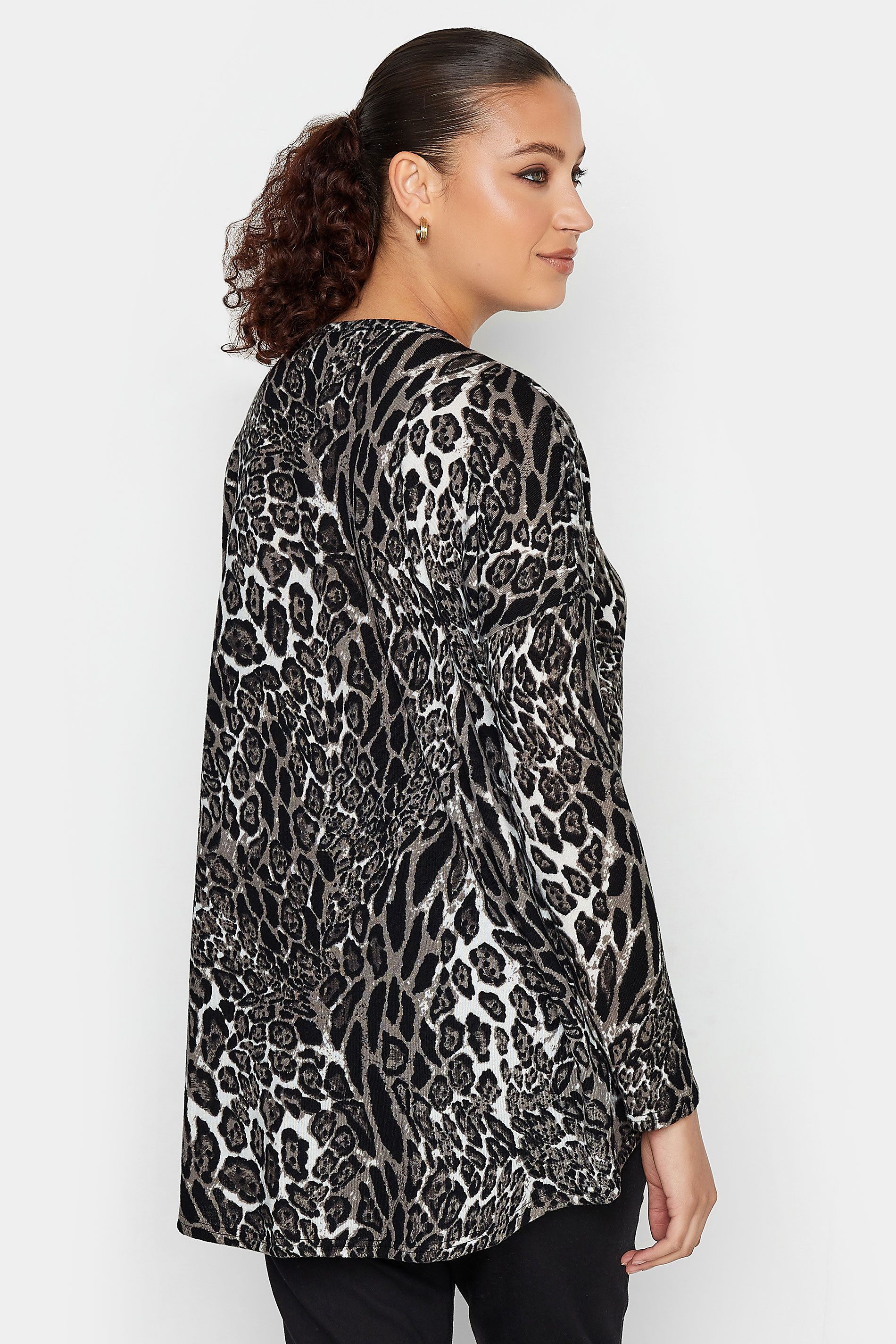 LTS Tall Women's Black Animal Print Soft Touch Top | Long Tall Sally 4