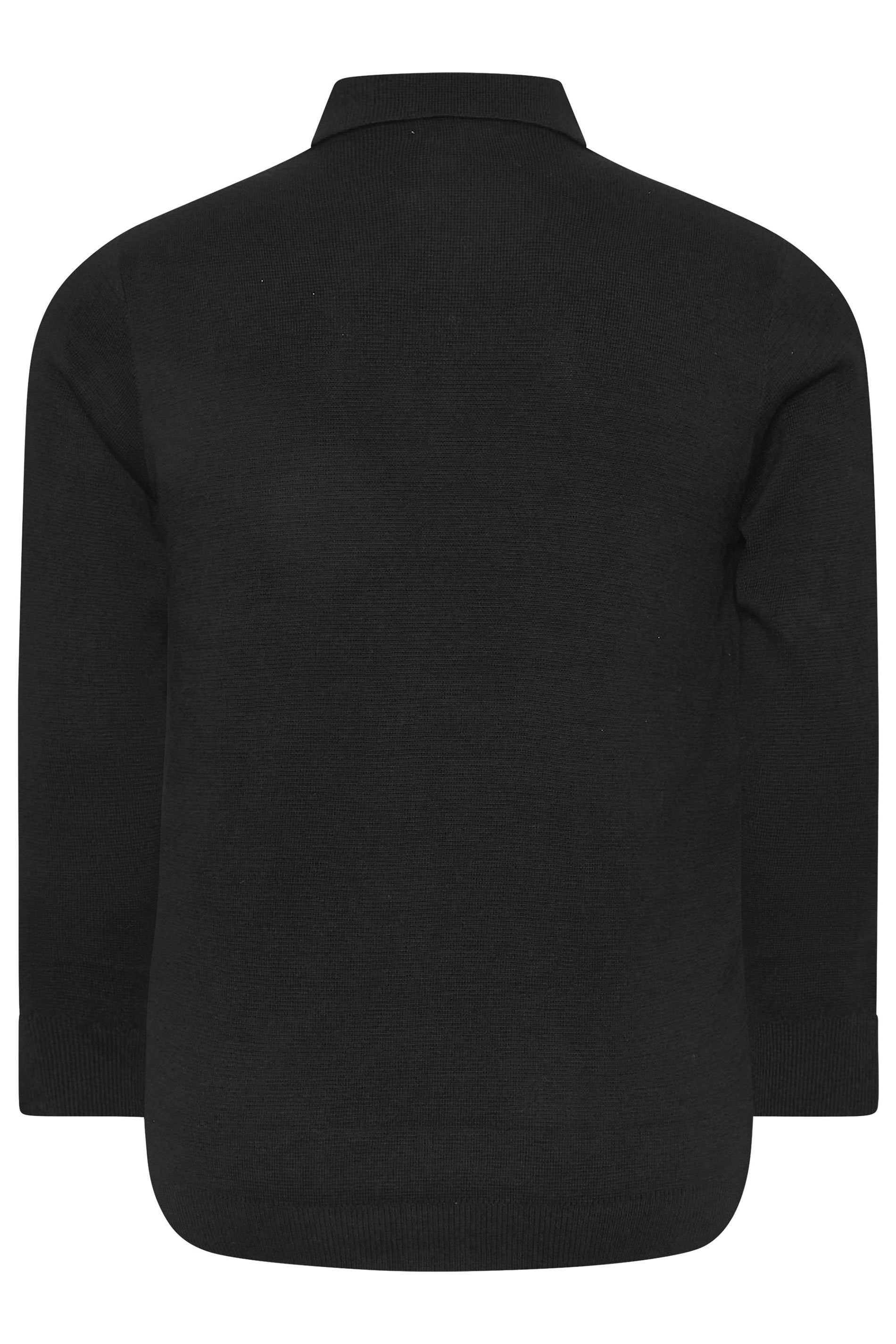 BadRhino Big & Tall Black Milano Knit Quarter Zip Jumper | BadRhino 4