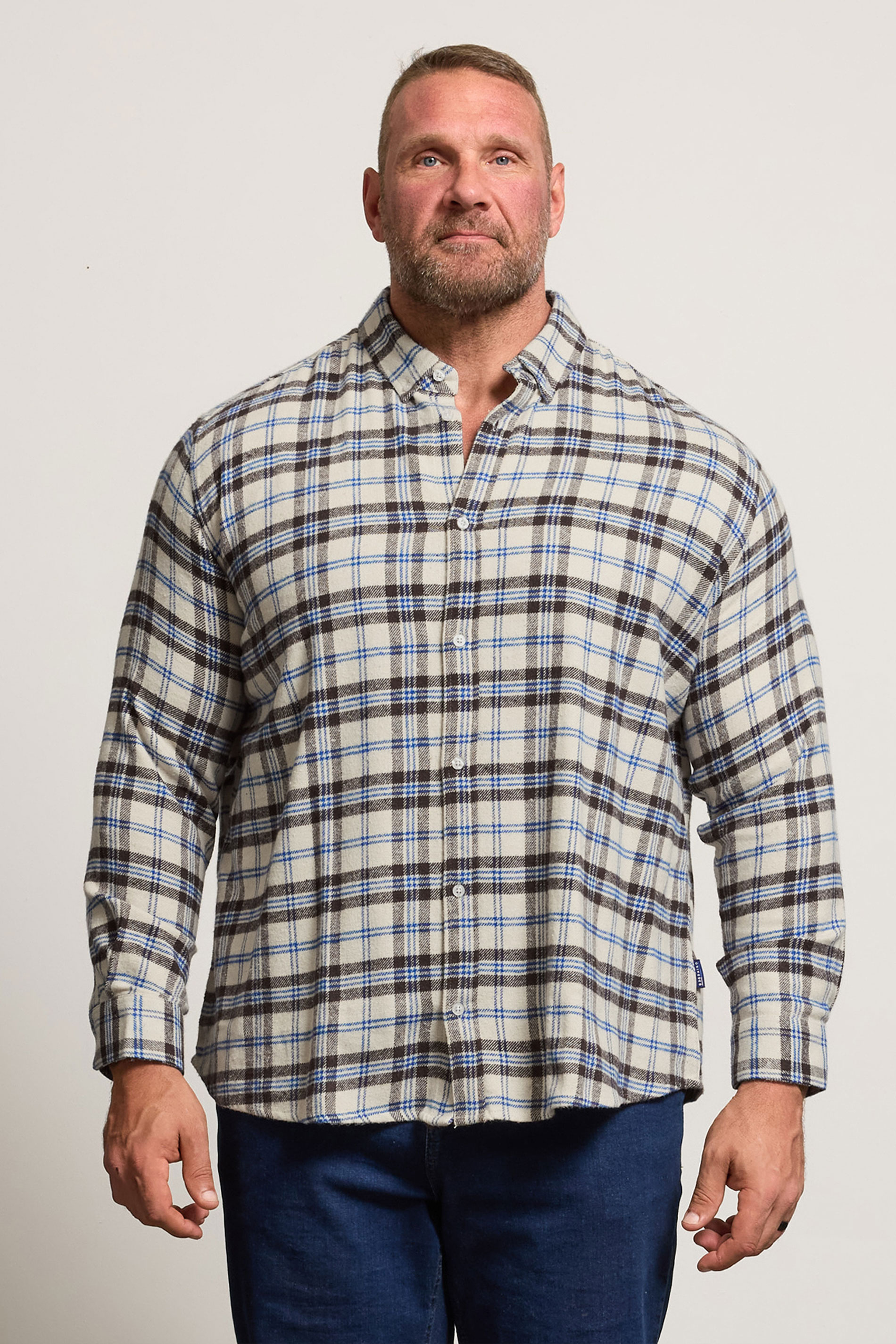 BadRhino Big & Tall Brown & Blue Brushed Checked Shirt | BadRhino 1
