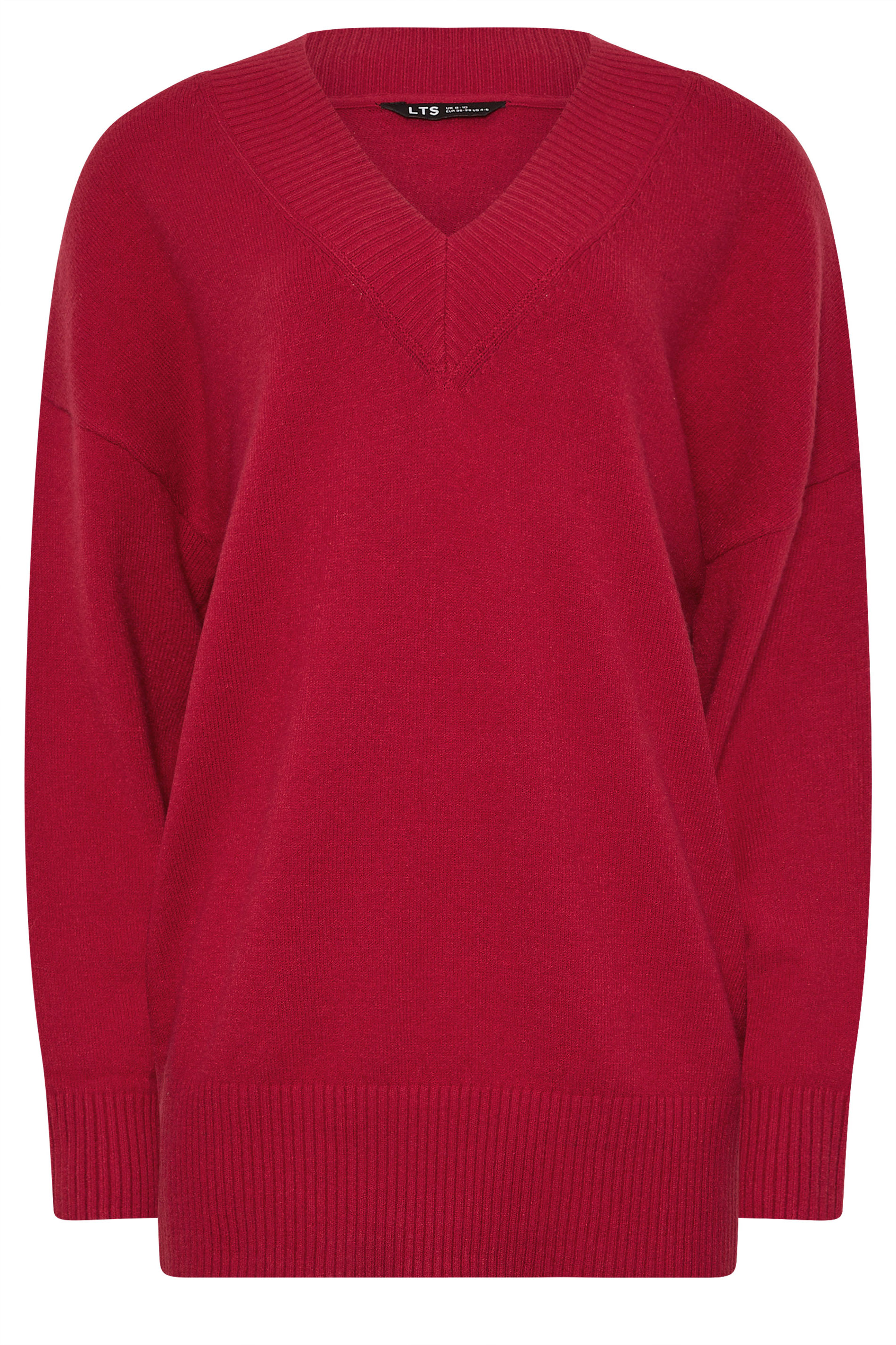 LTS Tall Red Wool V-Neck Jumper | Long Tall Sally 5