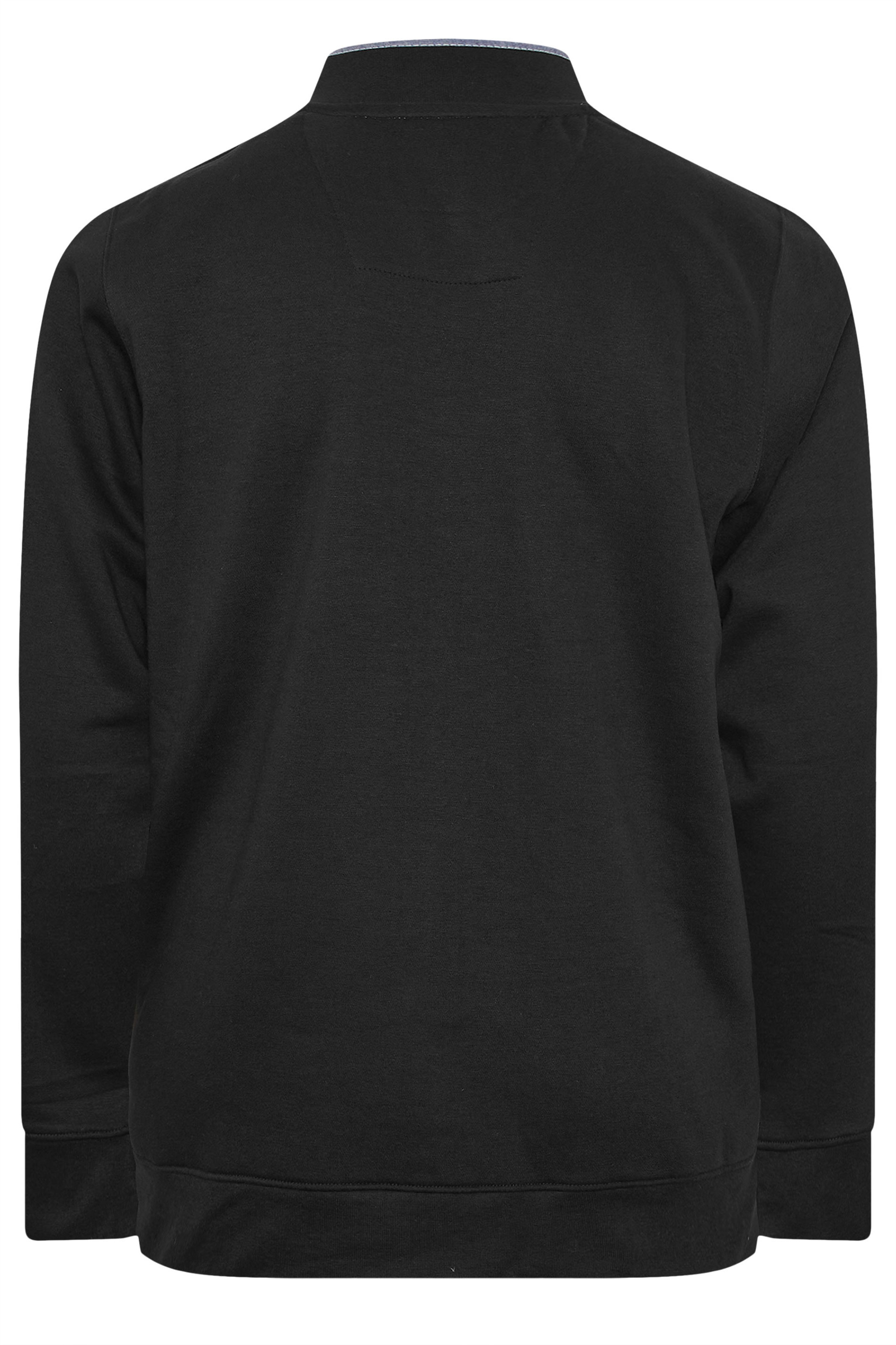 D555 Big & Tall Black Embroidery Zip Through Fleece Lined Jacket | BadRhino 5