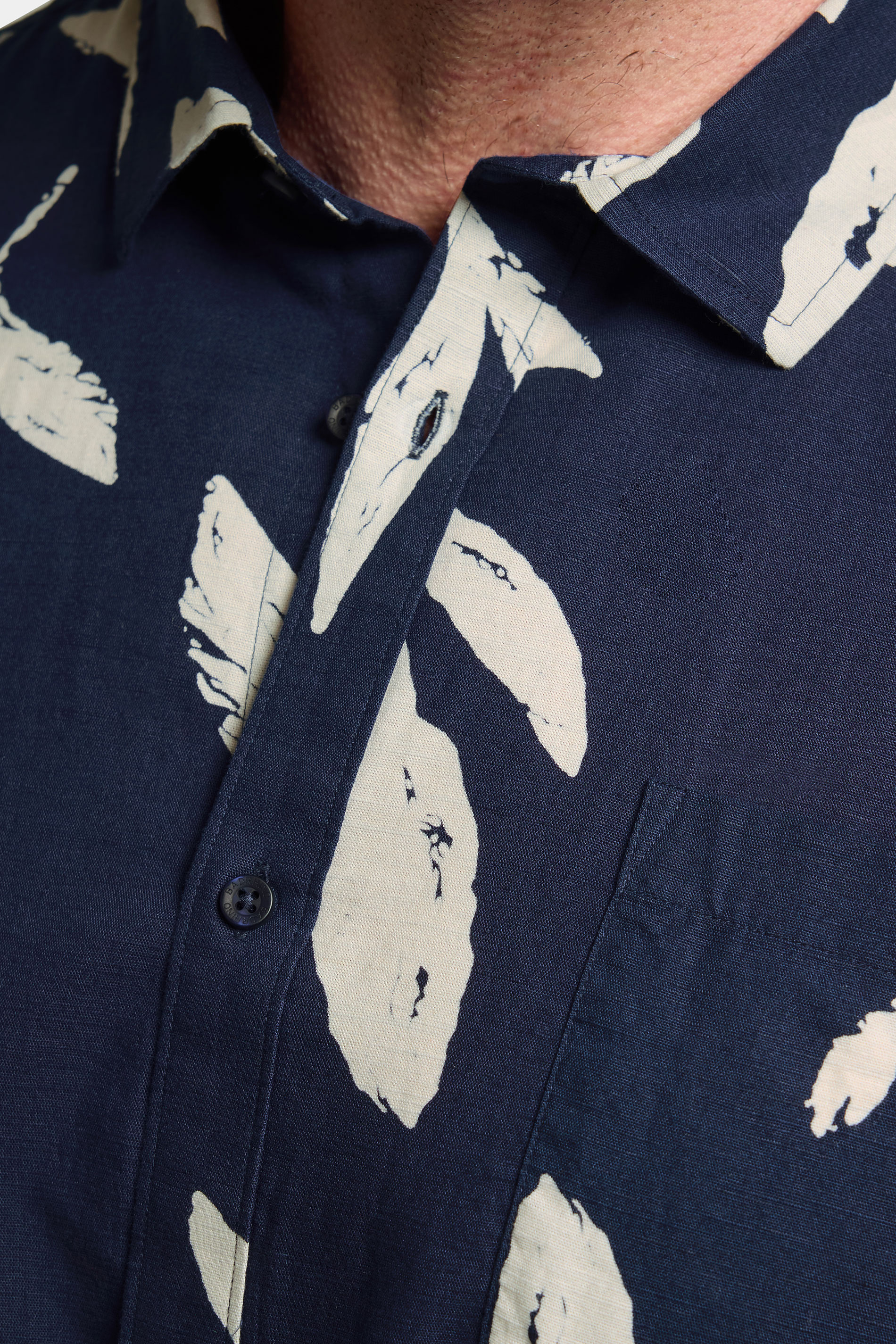 BadRhino Big & Tall Navy Blue Palm Leaf Linen Shirt | BadRhino 5