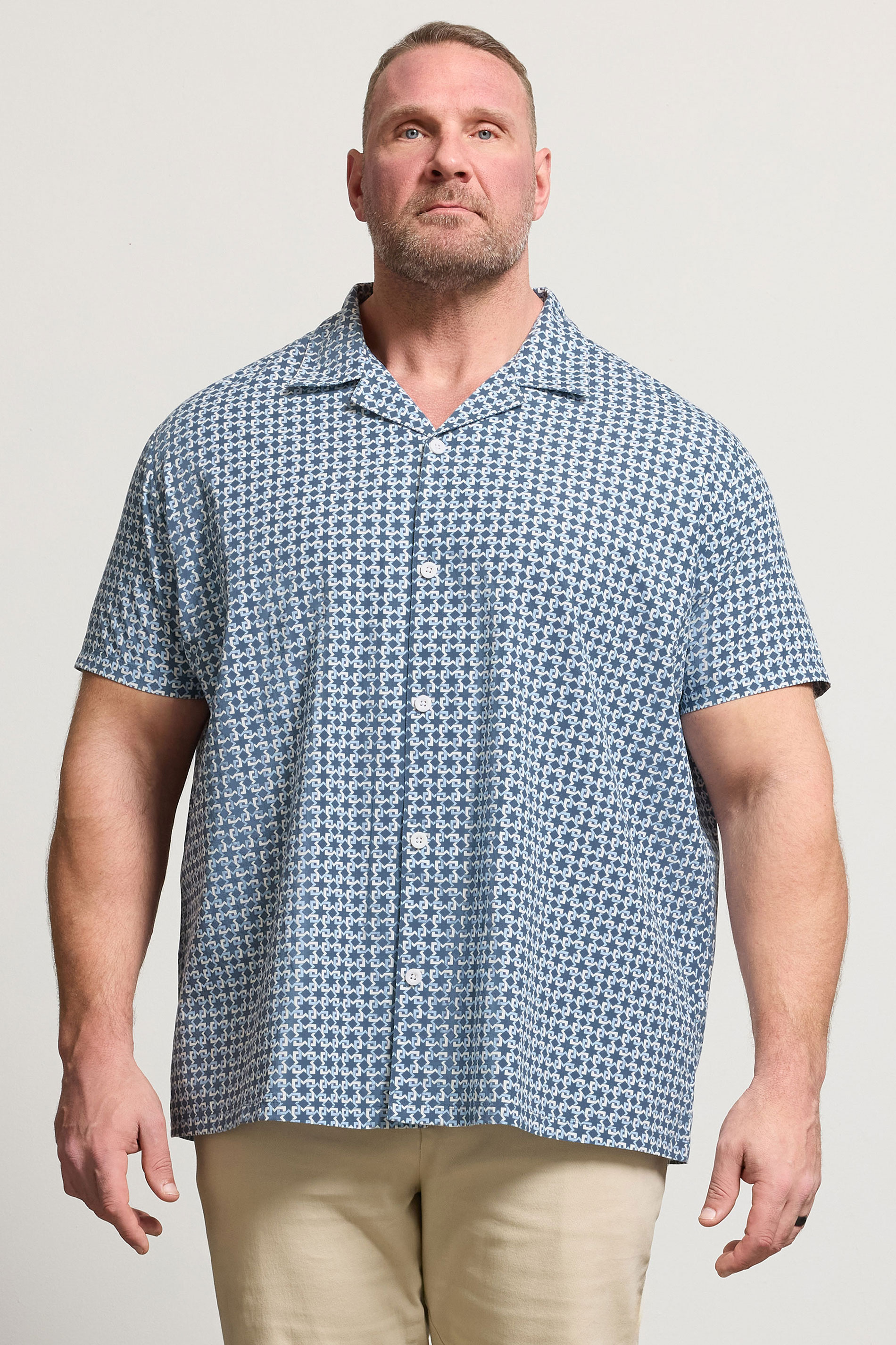 BadRhino Big & Tall Blue Geometric Poplin Shirt | BadRhino 1