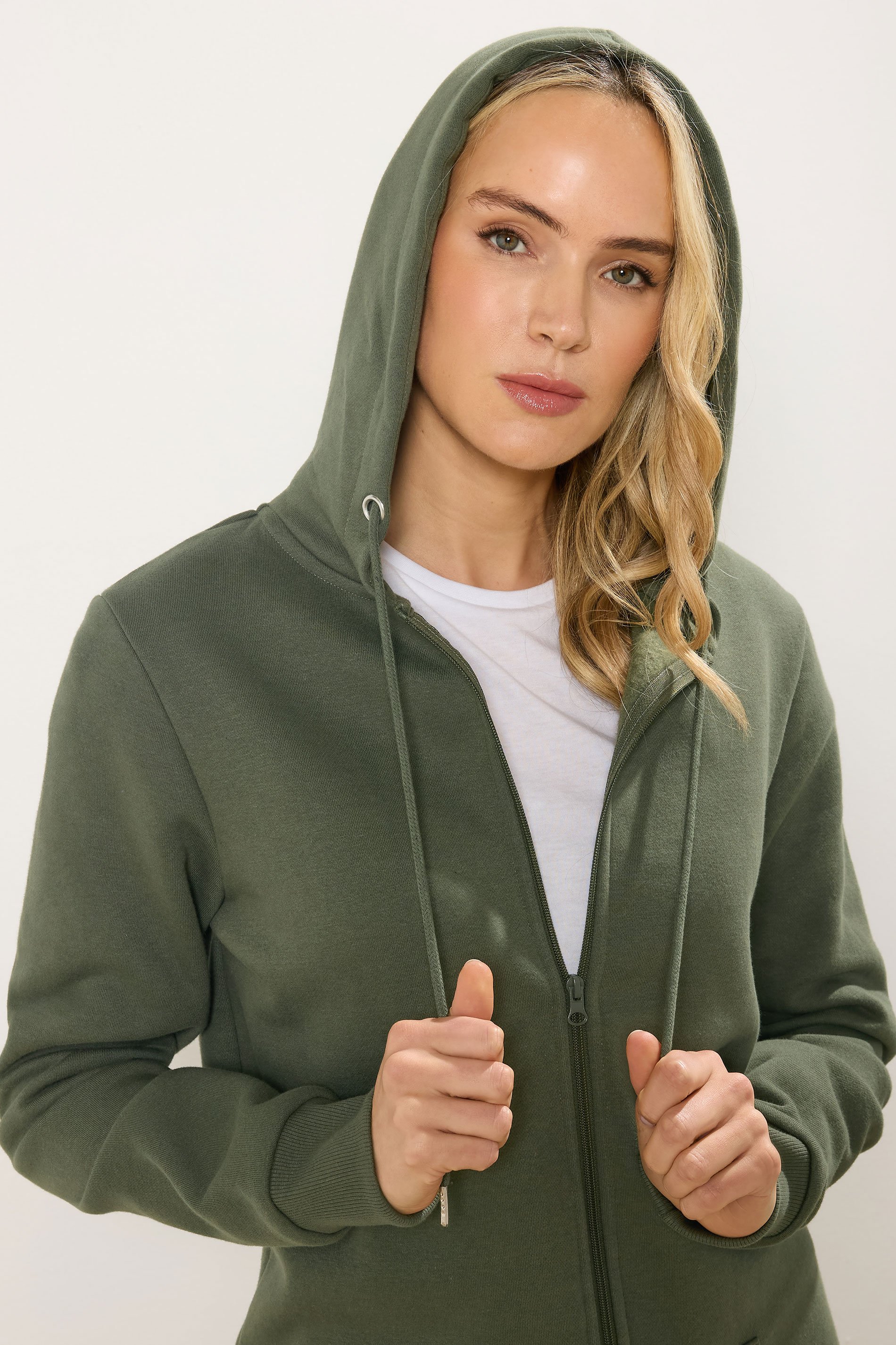 LTS Tall Women's Khaki Green Longline Zip Hoodie | Long Tall Sally 4