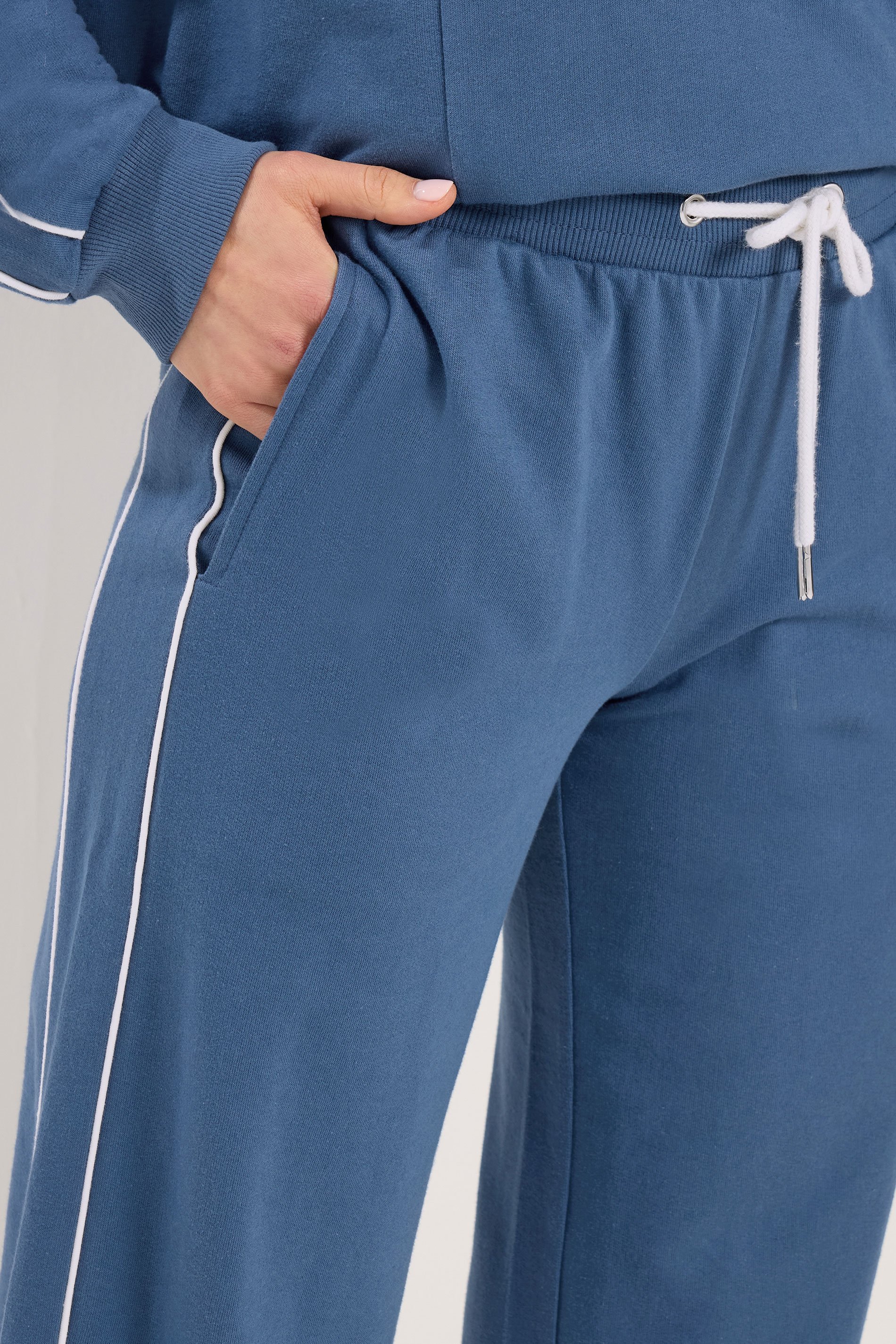 LTS Tall Women's Blue Piped Wide Leg Joggers | Long Tall Sally 5